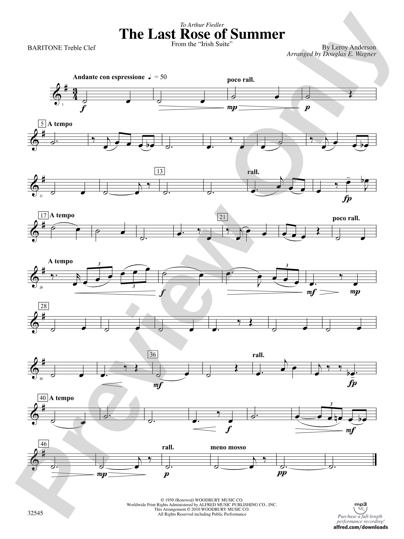 The Last Rose of Summer (from the Irish Suite): (wp) Baritone T.C.