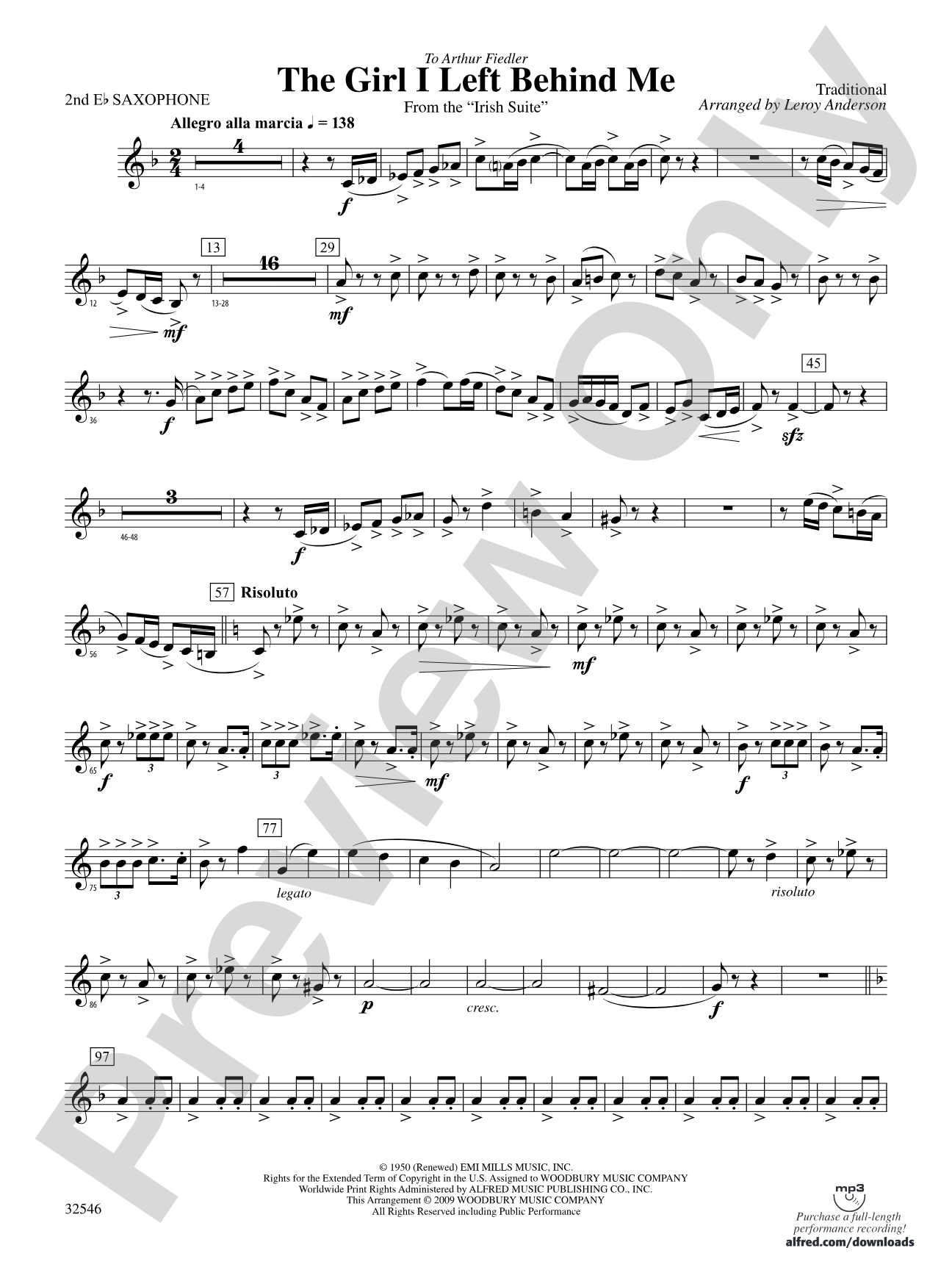 The Girl I Left Behind Me (from the Irish Suite): 2nd E-flat Alto Saxophone