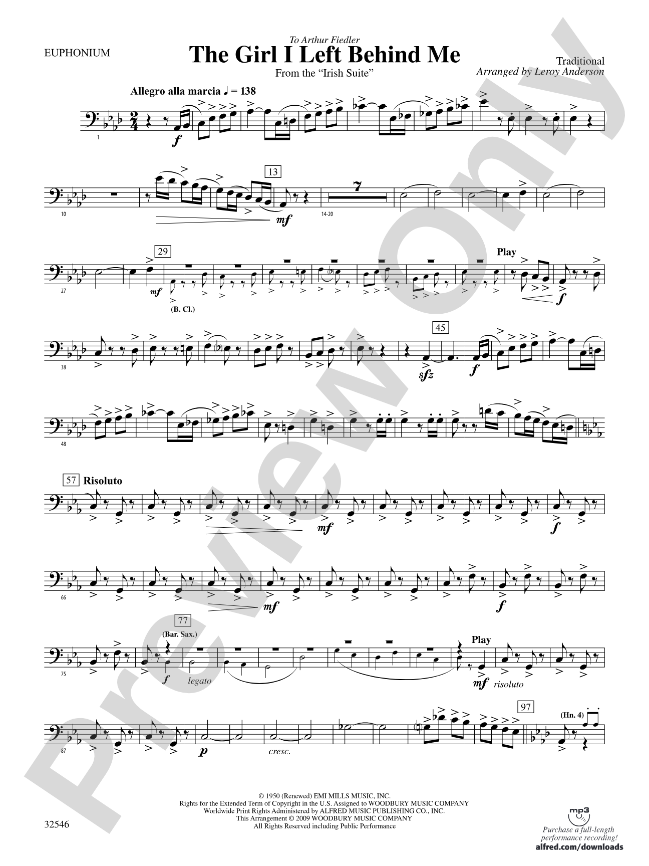 The Girl I Left Behind Me (from the Irish Suite): Baritone B.C.