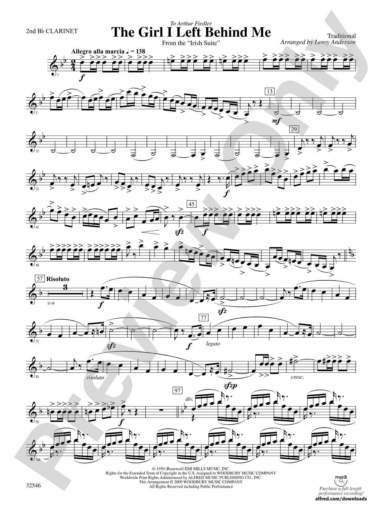 The Girl I Left Behind Me (from the Irish Suite): 2nd B-flat Clarinet