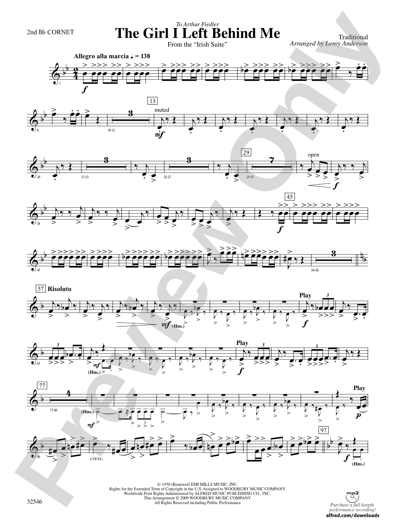 The Girl I Left Behind Me (from the Irish Suite): 2nd B-flat Cornet