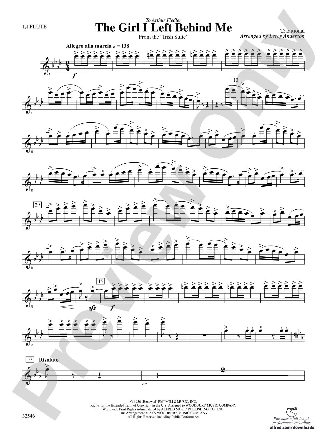 The Girl I Left Behind Me (from the Irish Suite): Flute