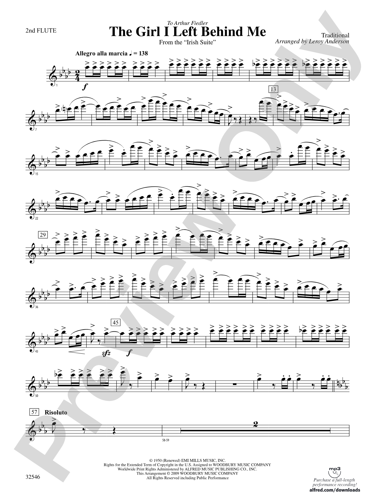 The Girl I Left Behind Me (from the Irish Suite): 2nd Flute