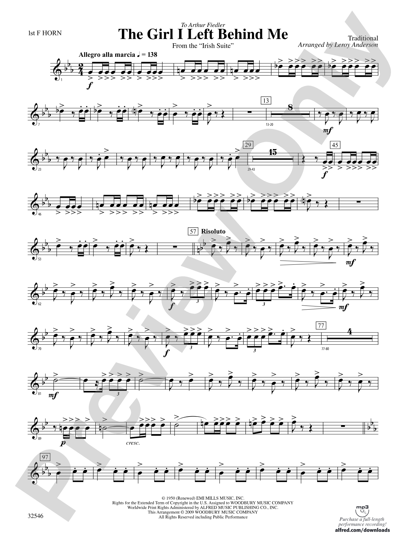 The Girl I Left Behind Me (from the Irish Suite): 1st F Horn