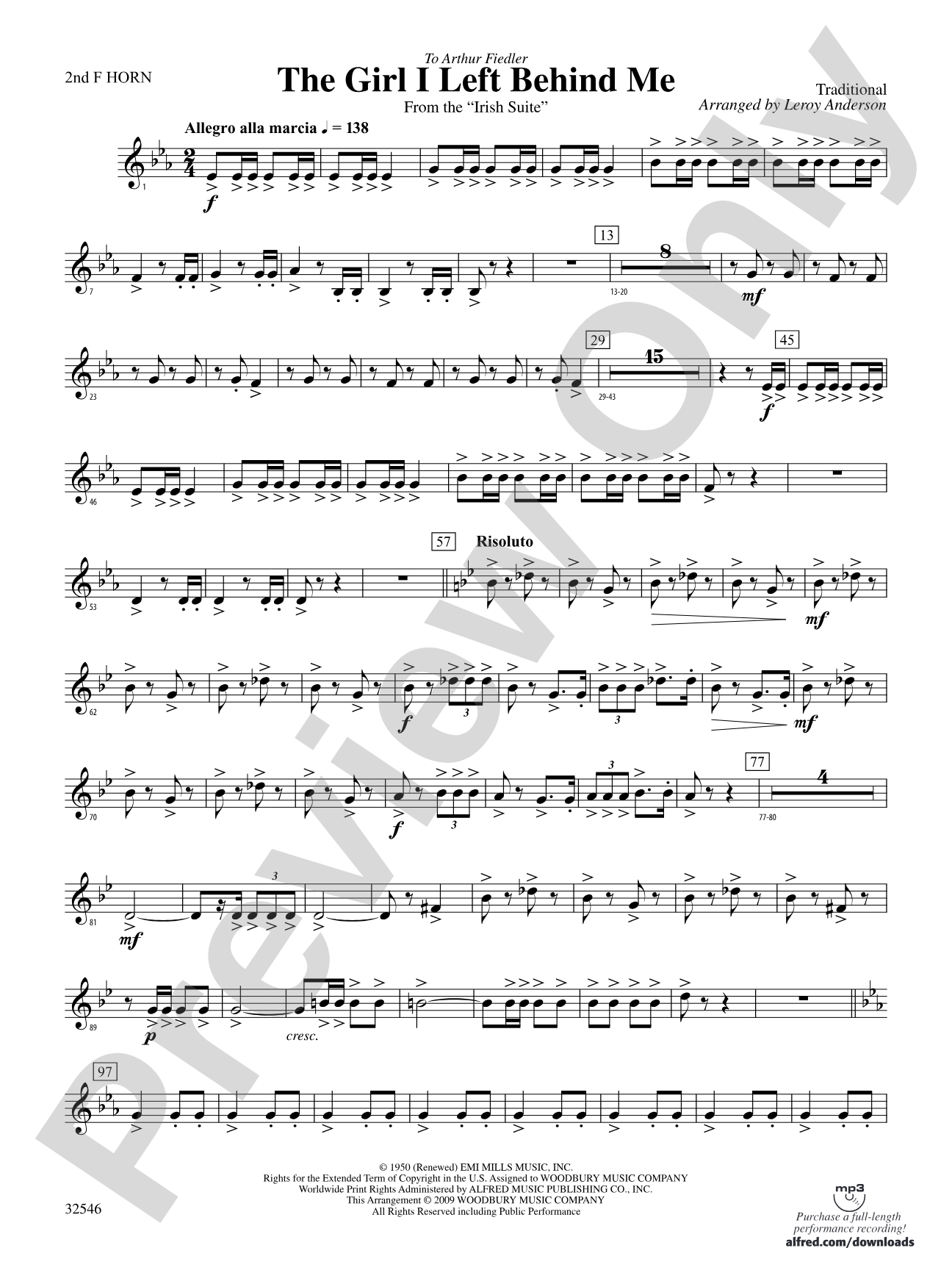 The Girl I Left Behind Me (from the Irish Suite): 2nd F Horn