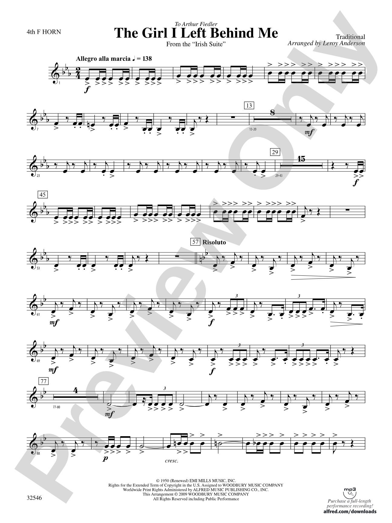 The Girl I Left Behind Me (from the Irish Suite): 4th F Horn