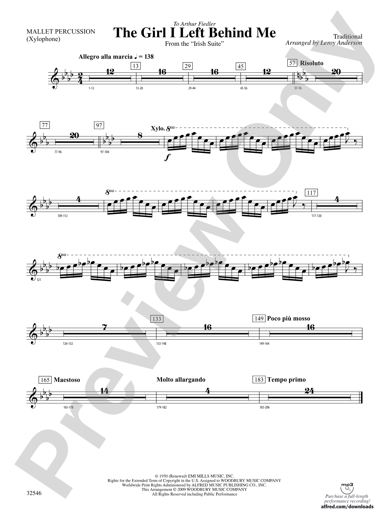 The Girl I Left Behind Me (from the Irish Suite): Mallets