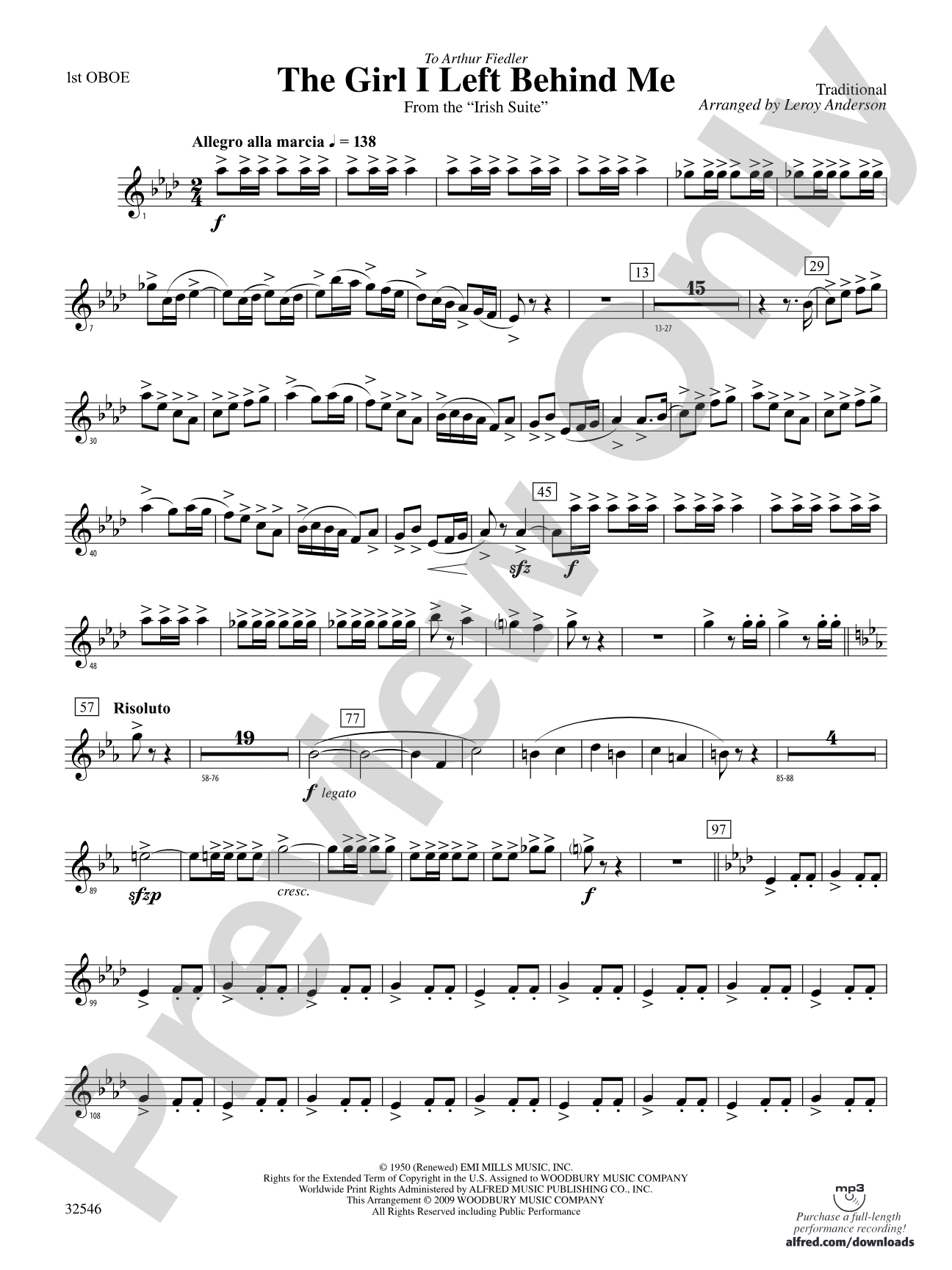 The Girl I Left Behind Me (from the Irish Suite): Oboe