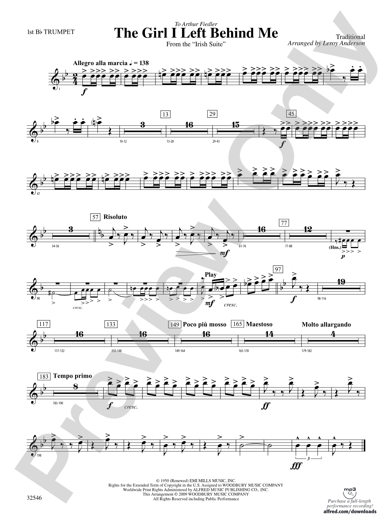 The Girl I Left Behind Me (from the Irish Suite): 1st B-flat Trumpet