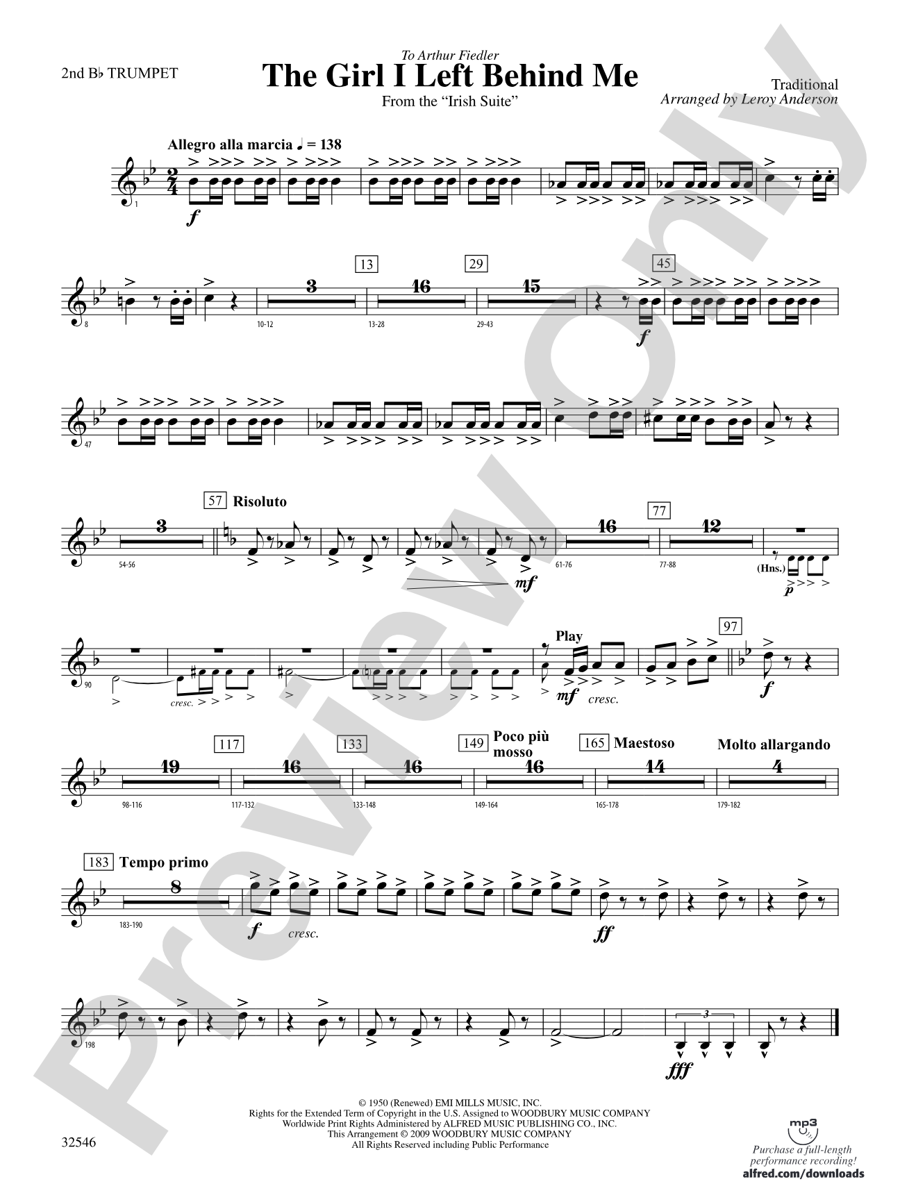 The Girl I Left Behind Me (from the Irish Suite): 2nd B-flat Trumpet