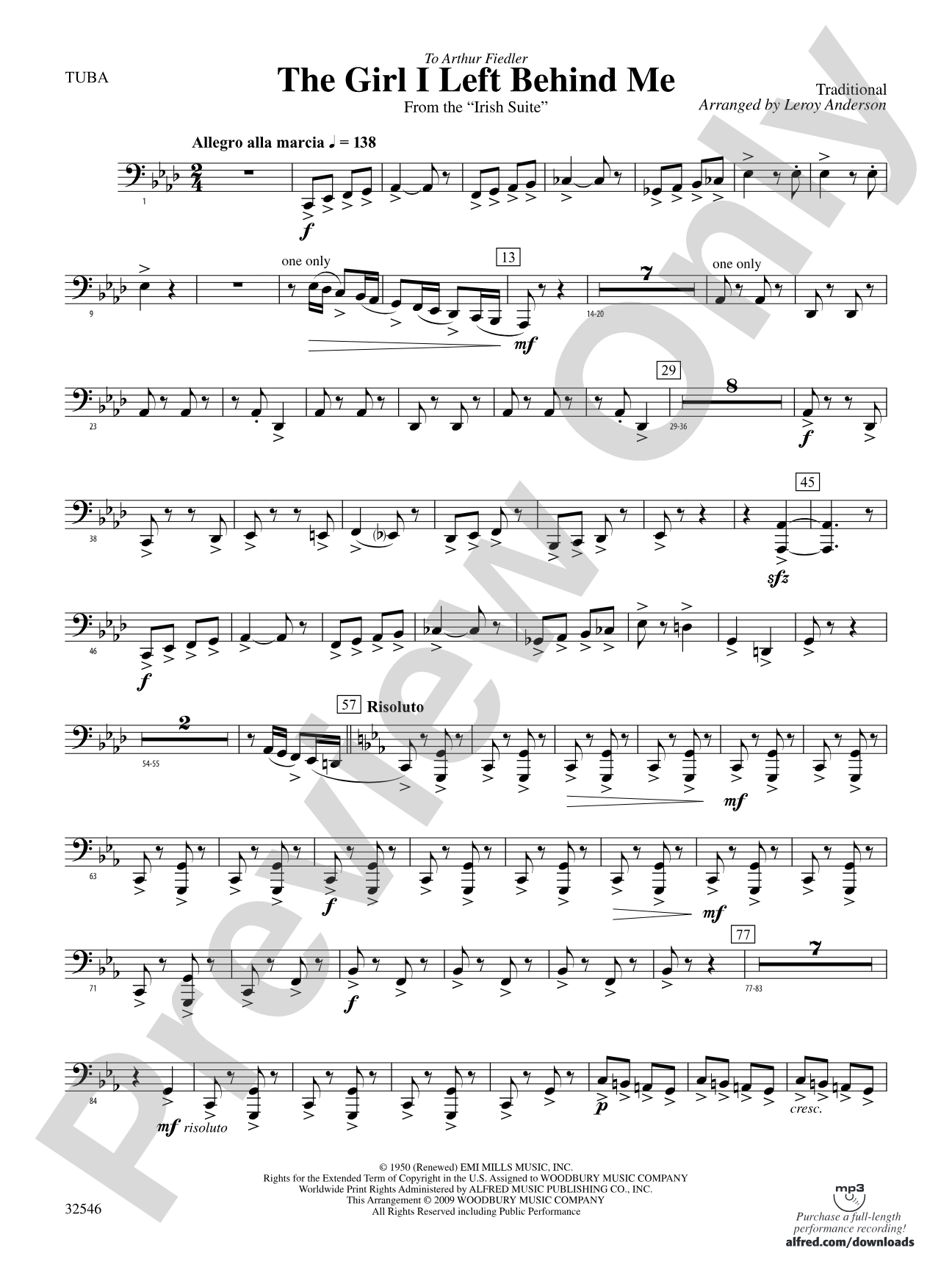 The Girl I Left Behind Me (from the Irish Suite): Tuba