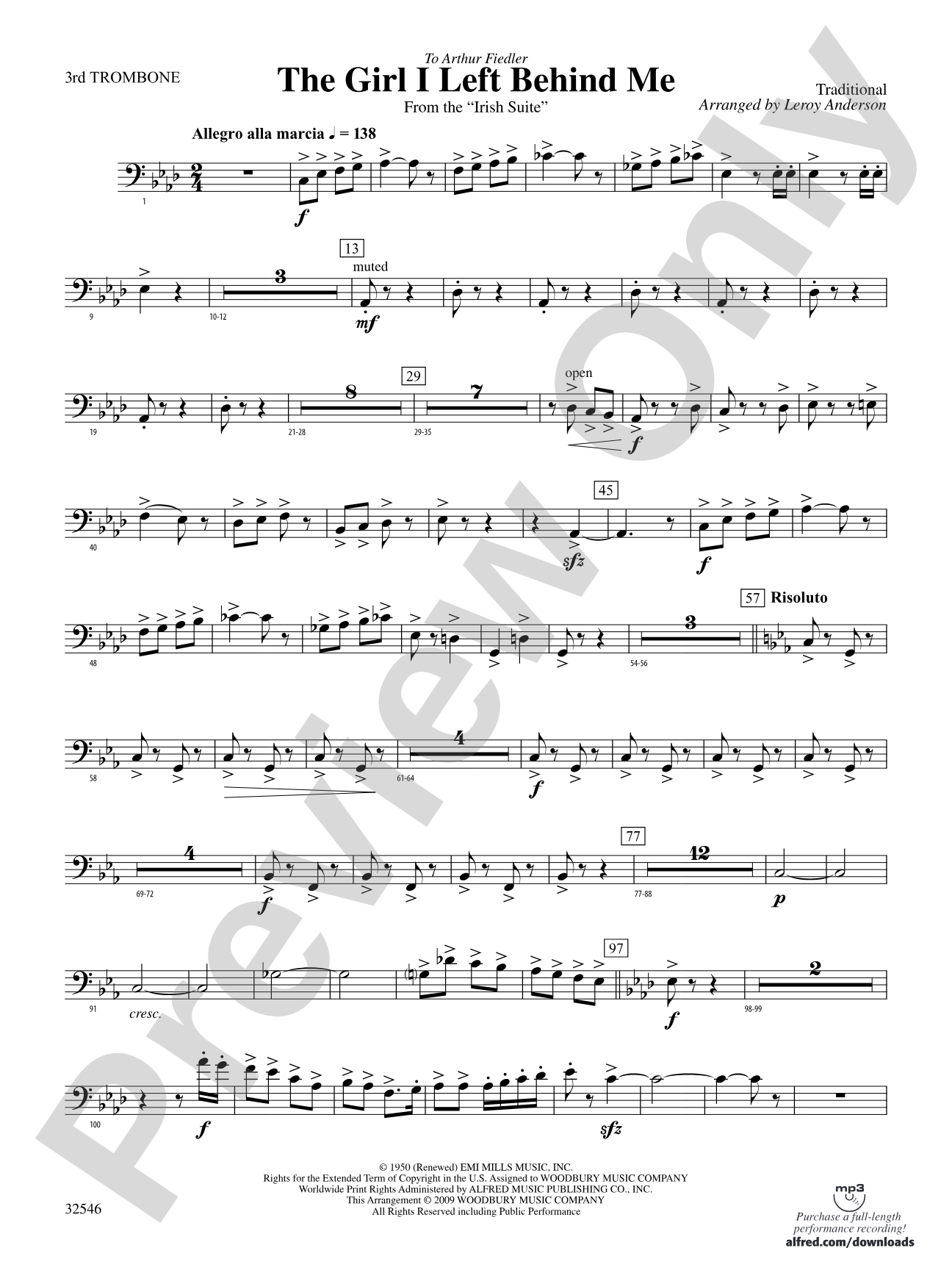 The Girl I Left Behind Me (from the Irish Suite): 3rd Trombone