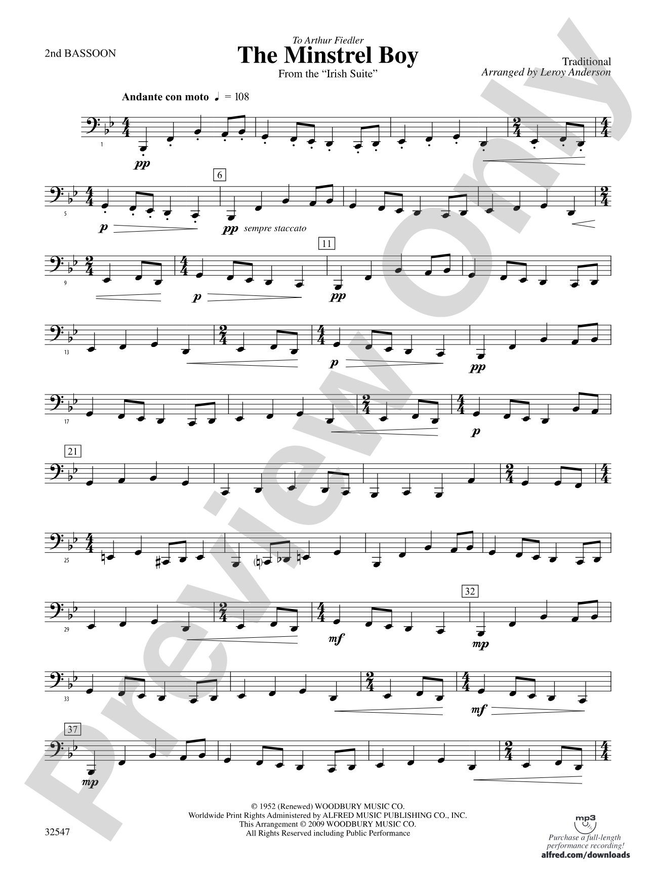 The Minstrel Boy (from the Irish Suite): 2nd Bassoon
