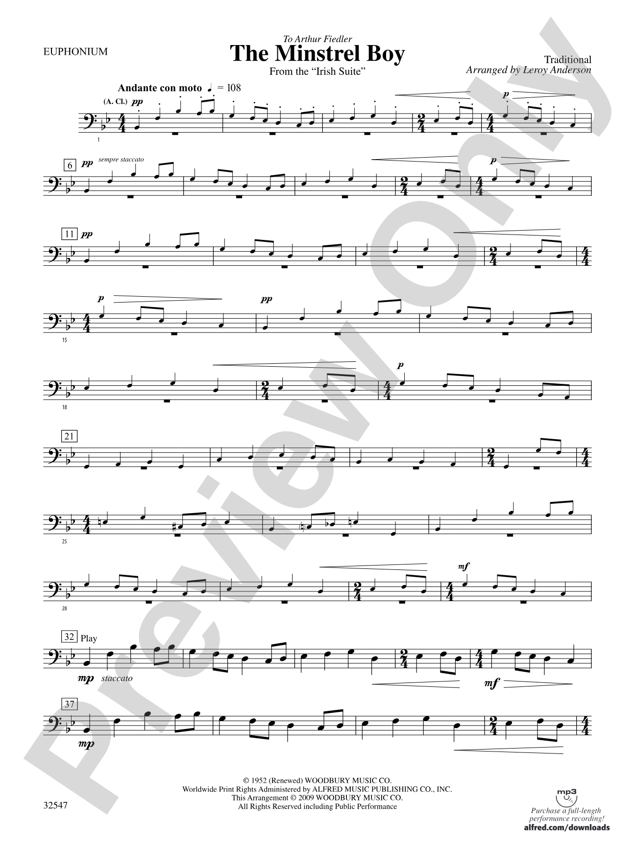 The Minstrel Boy (from the Irish Suite): Baritone B.C.