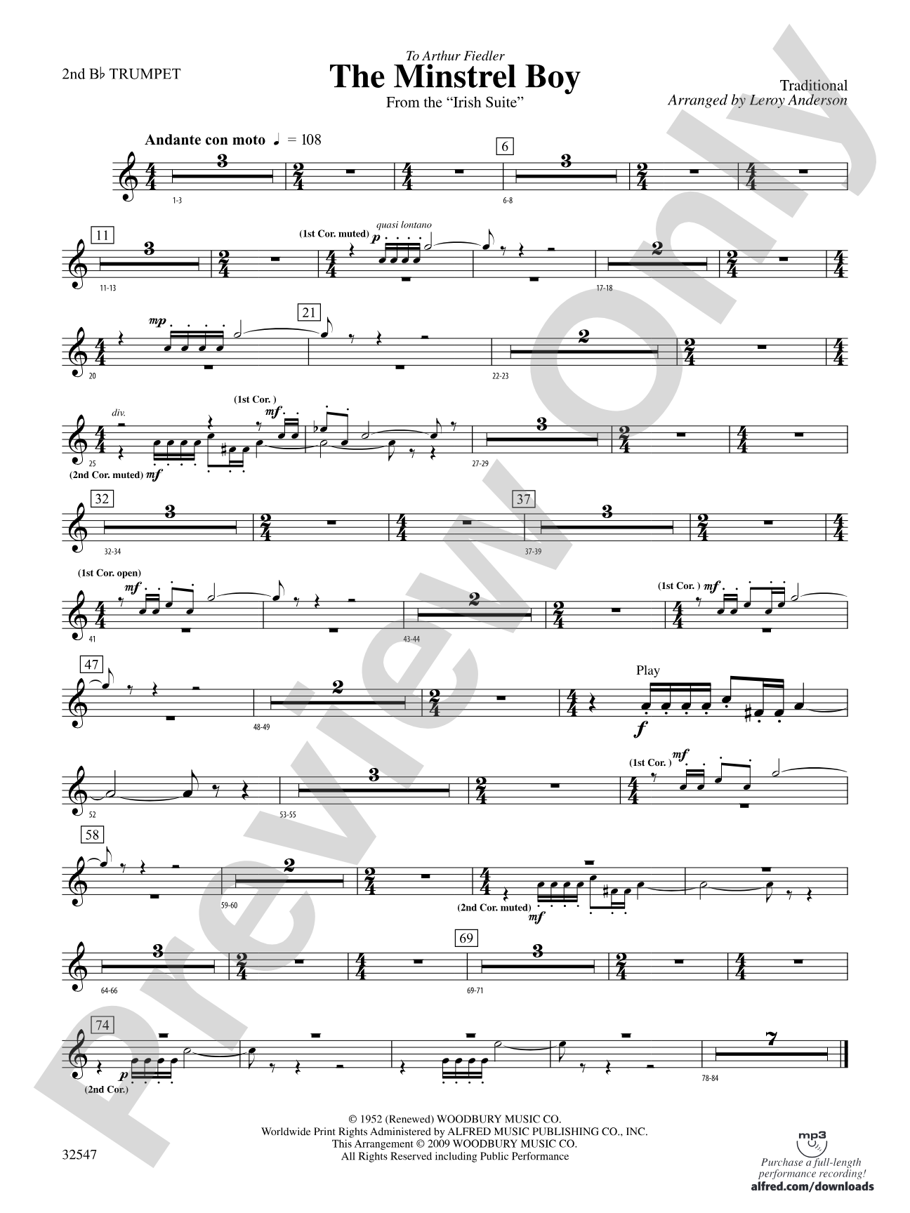 The Minstrel Boy (from the Irish Suite): 2nd B-flat Trumpet