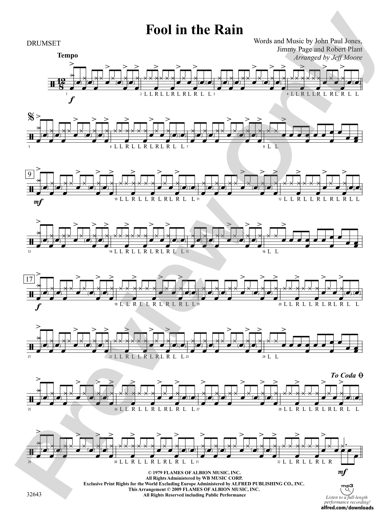 Fool in the Rain: Drums