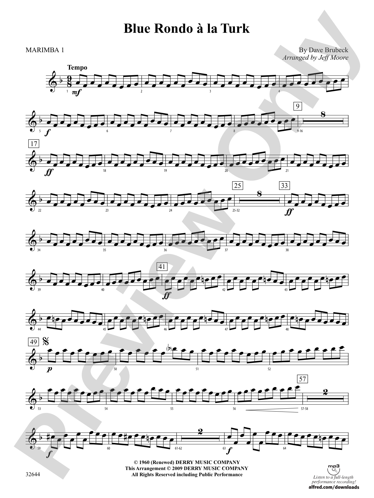 Blue Rondo à la Turk: 1st Percussion