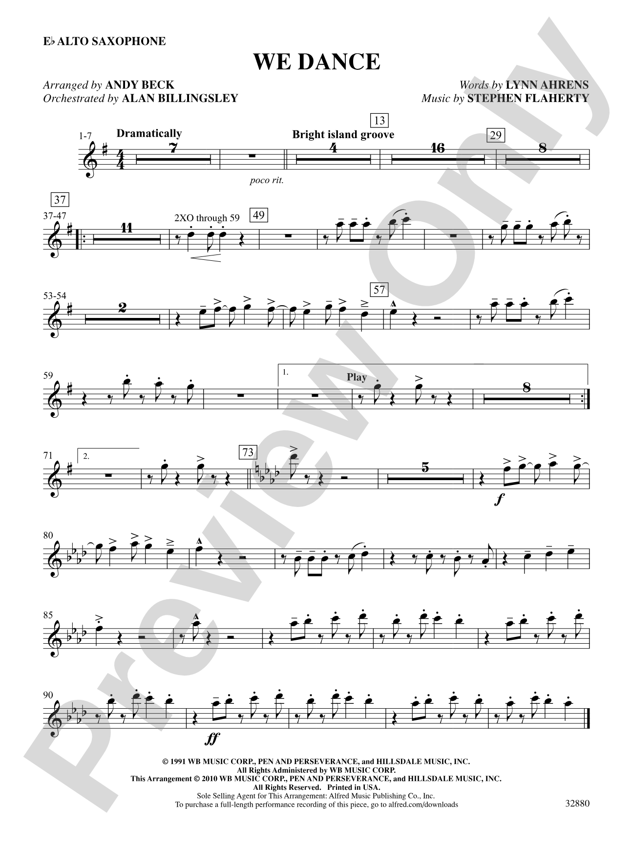 We Dance (from the musical Once on This Island): E-flat Alto Saxophone: Choral SoundPax