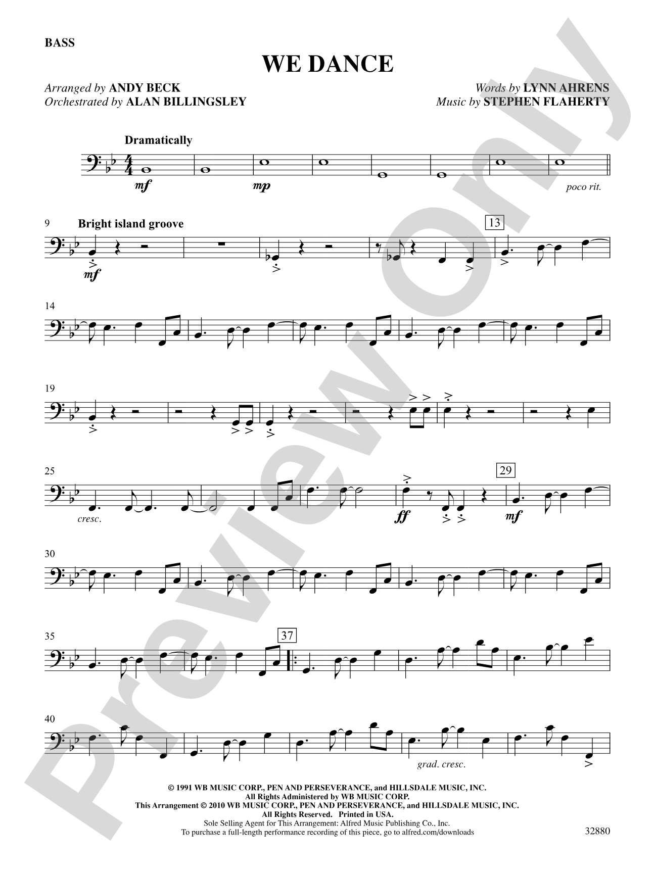 We Dance (from the musical Once on This Island): Electric Bass: Choral SoundPax