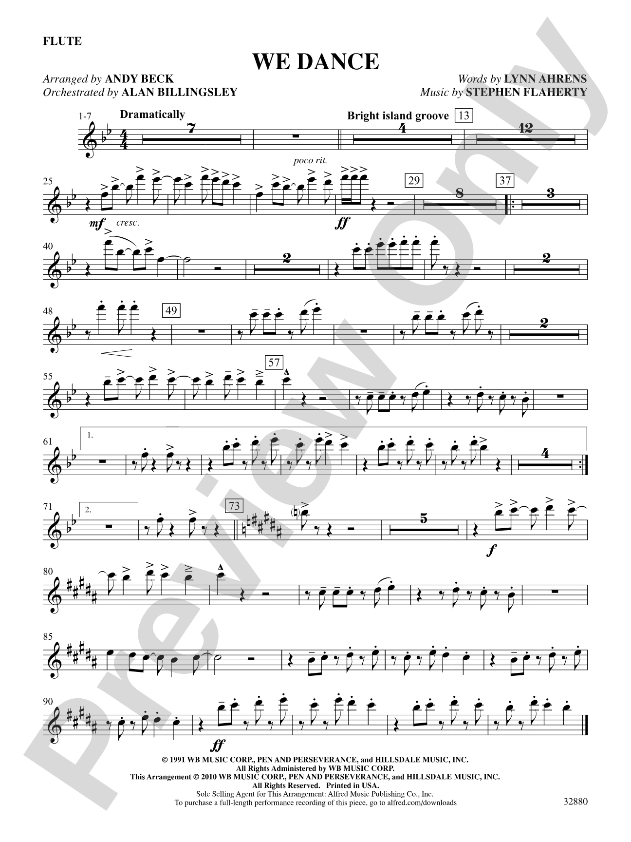 We Dance (from the musical Once on This Island): Flute: Choral SoundPax