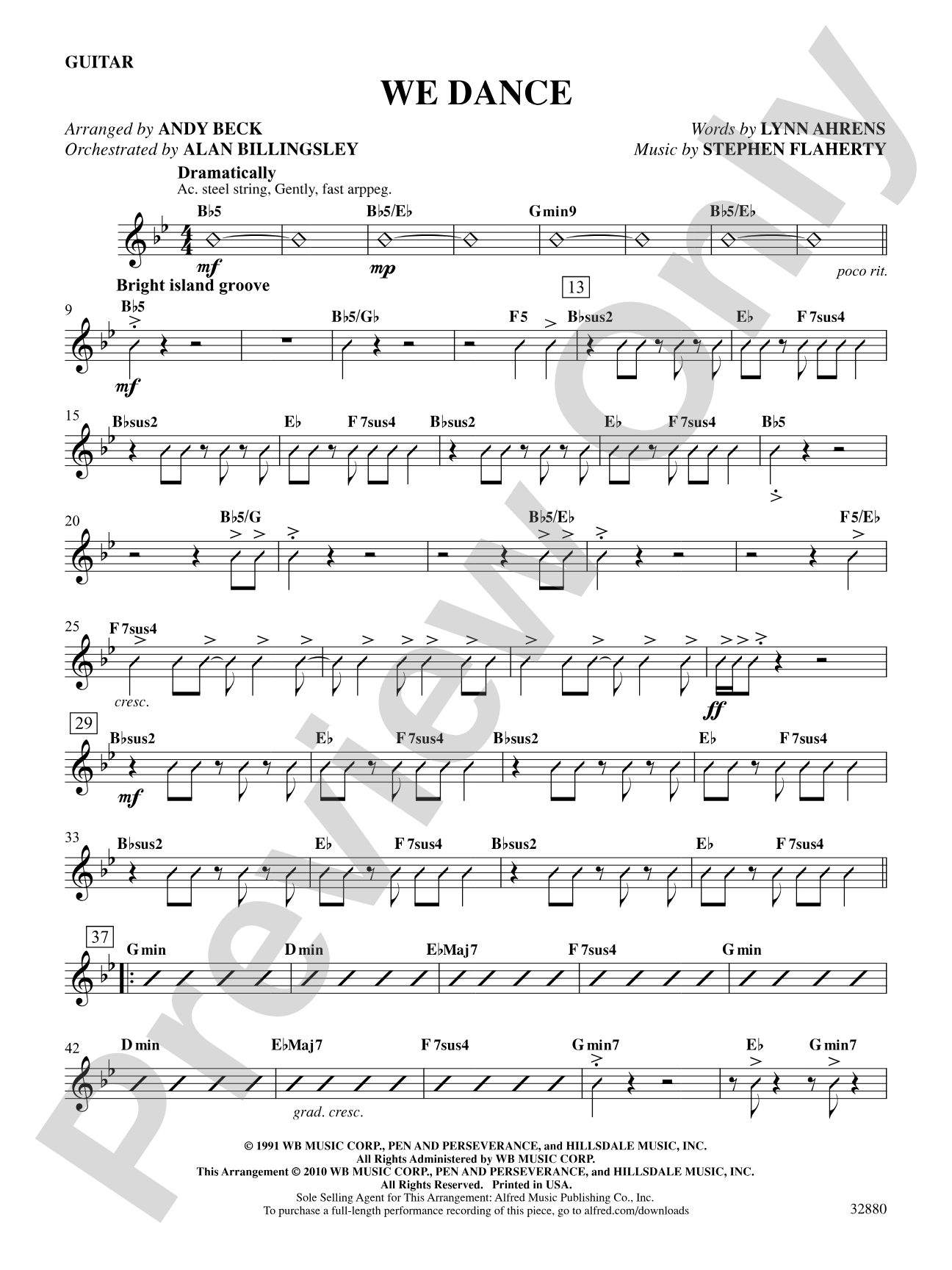 We Dance (from the musical Once on This Island): Guitar: Choral SoundPax