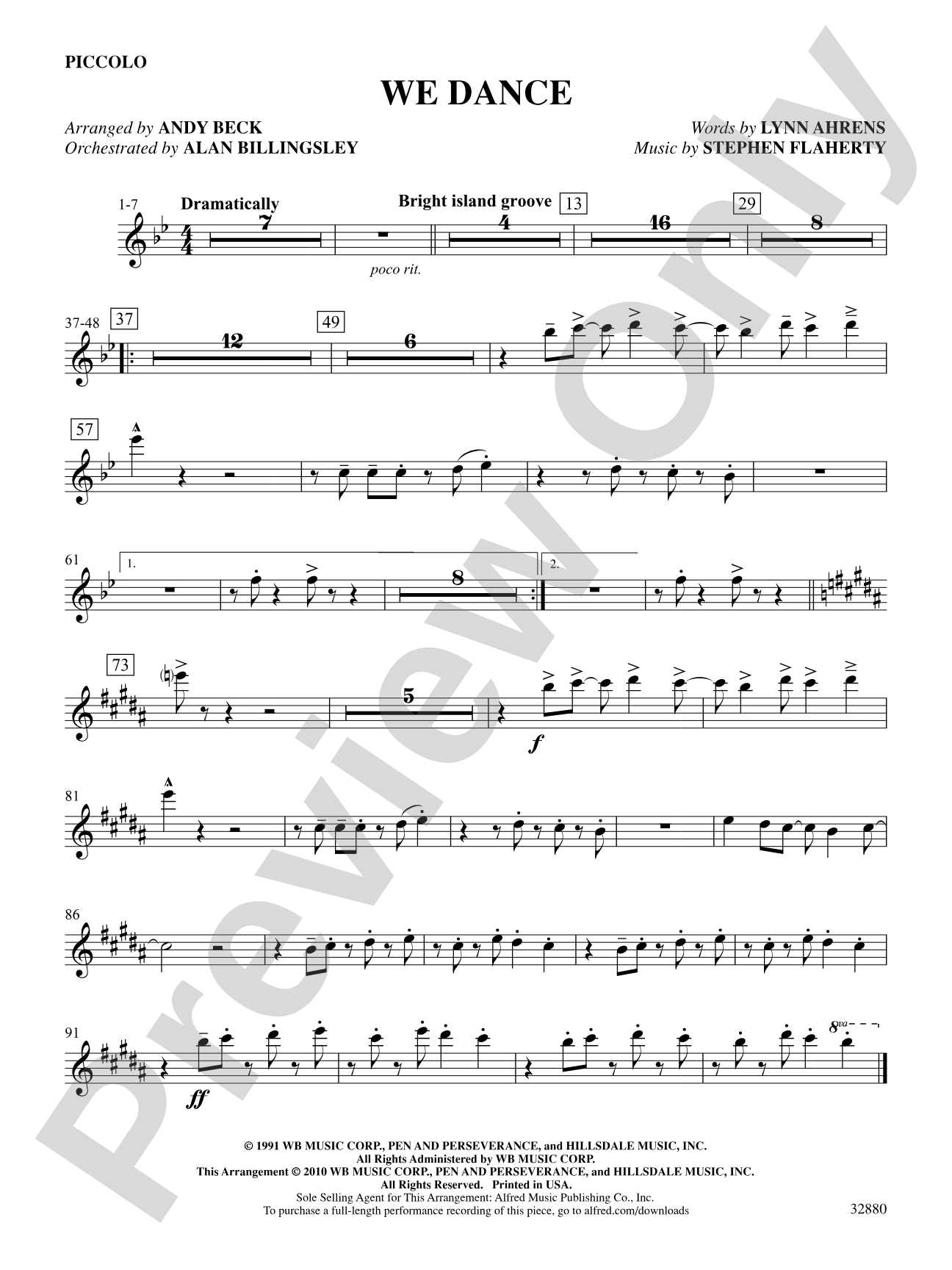 We Dance (from the musical Once on This Island): Piccolo: Choral SoundPax