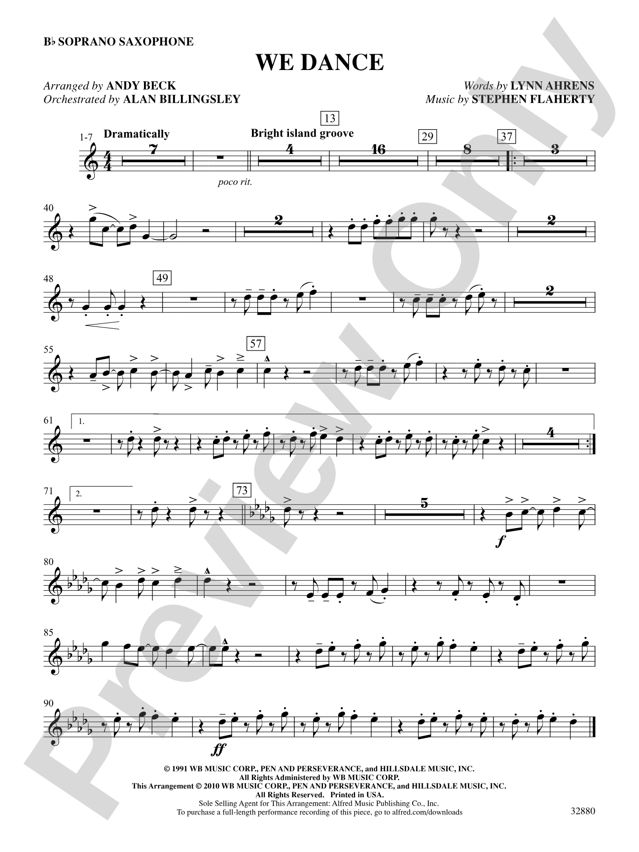 We Dance (from the musical Once on This Island): B-flat Soprano Saxophone: Choral SoundPax