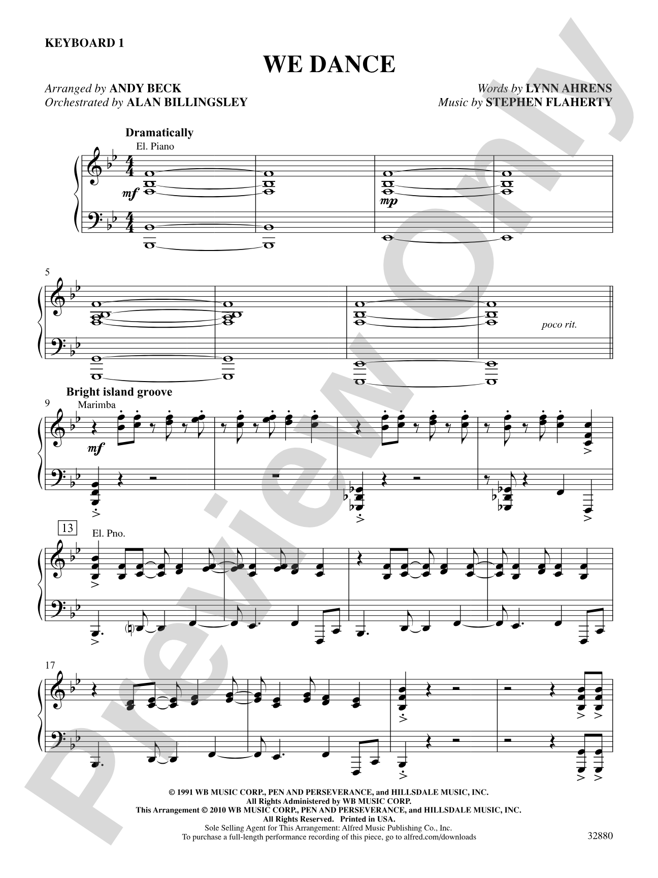 We Dance (from the musical Once on This Island): 1st Synthesizer: Choral SoundPax
