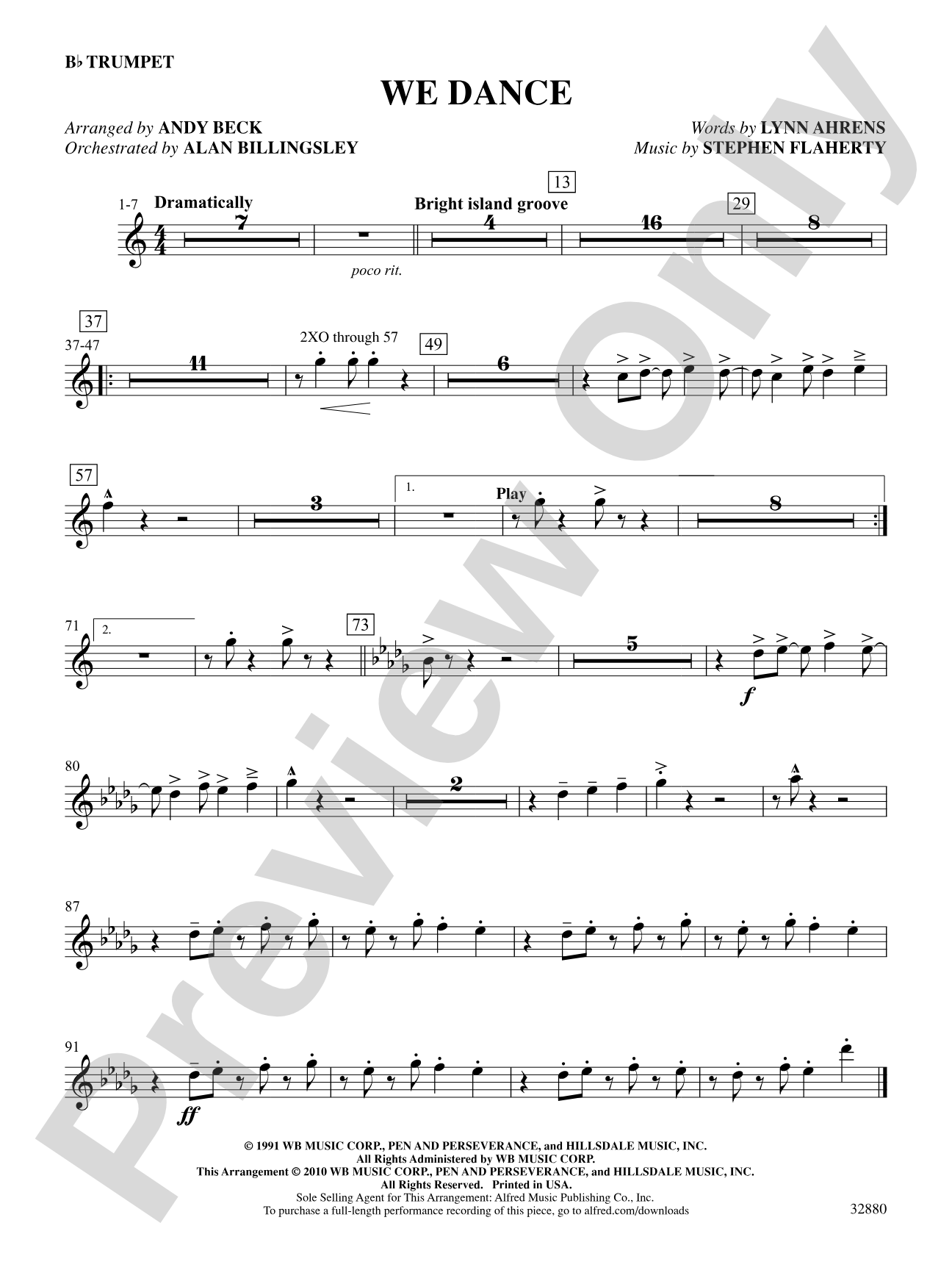 We Dance (from the musical Once on This Island): 1st B-flat Trumpet: Choral SoundPax