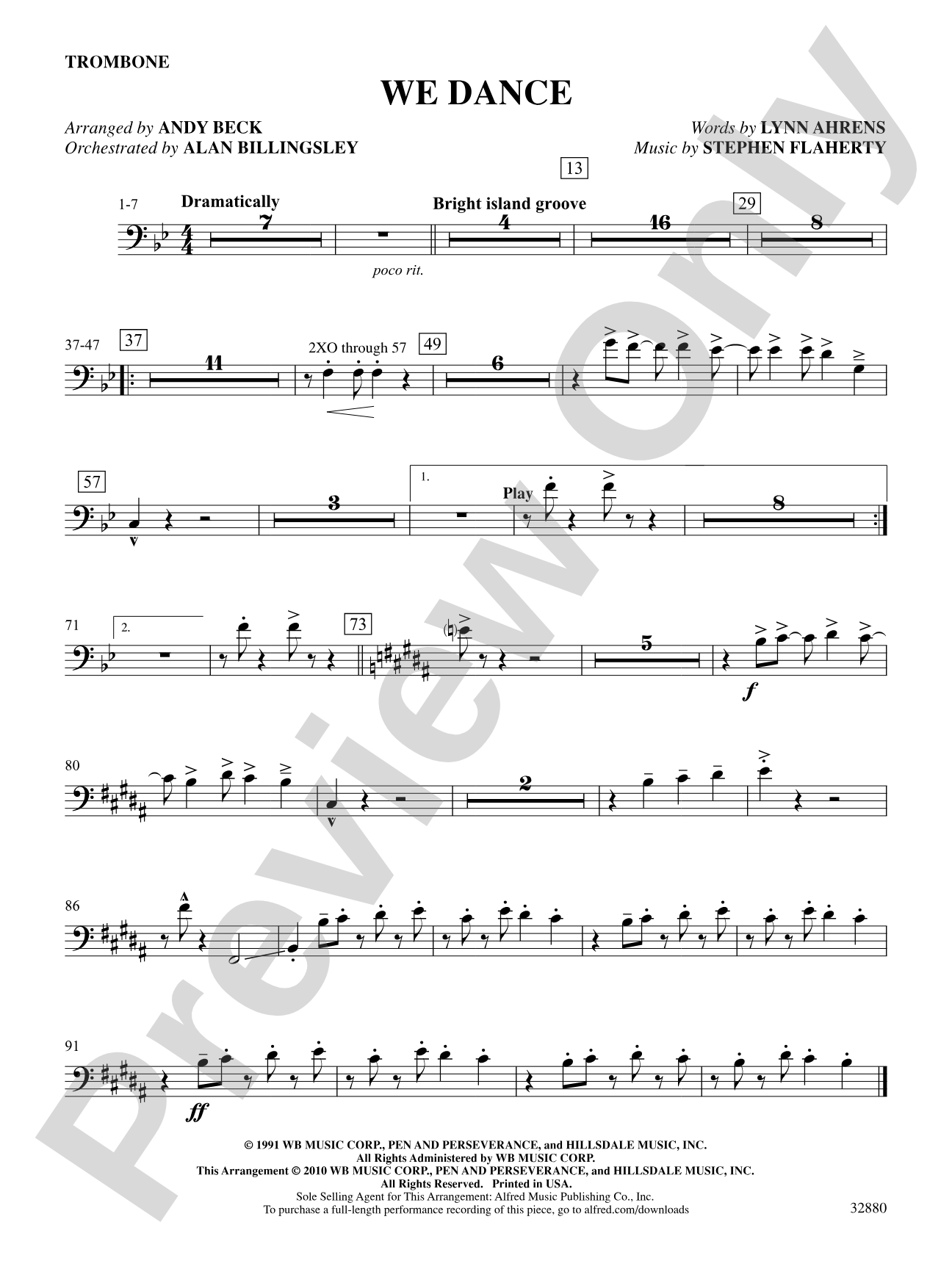 We Dance (from the musical Once on This Island): 1st Trombone: Choral SoundPax