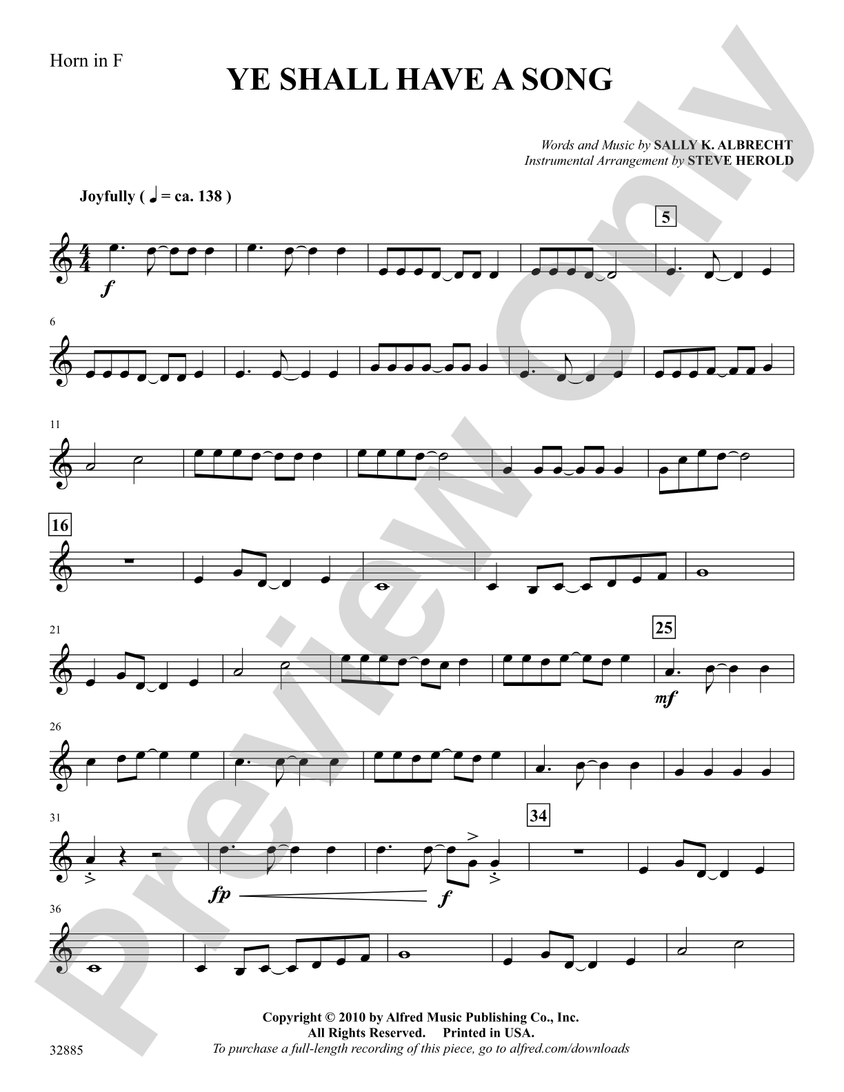 Ye Shall Have a Song: 1st F Horn: Choral SoundPax
