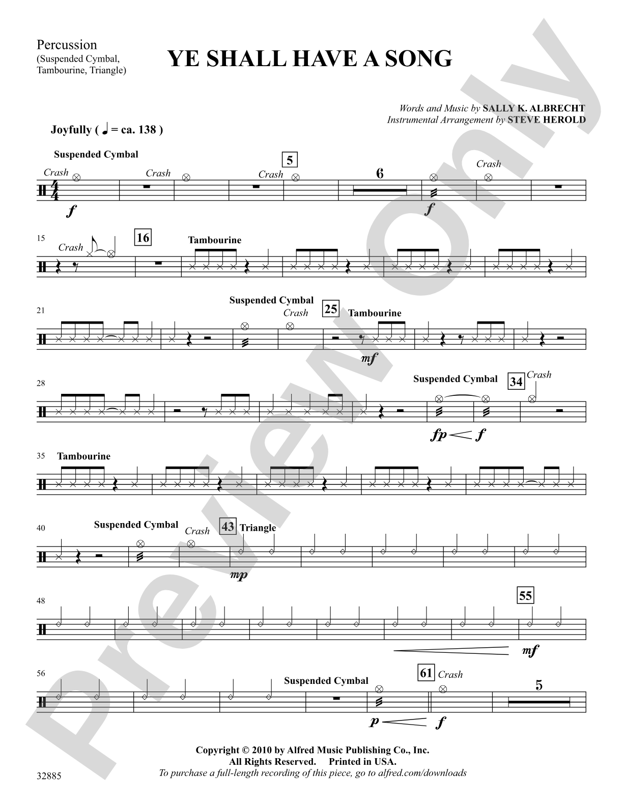 Ye Shall Have a Song: 1st Percussion: Choral SoundPax