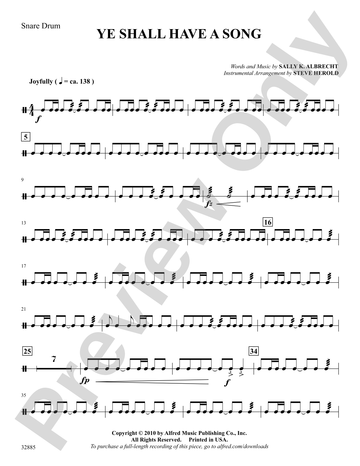 Ye Shall Have a Song: Snare Drum: Choral SoundPax