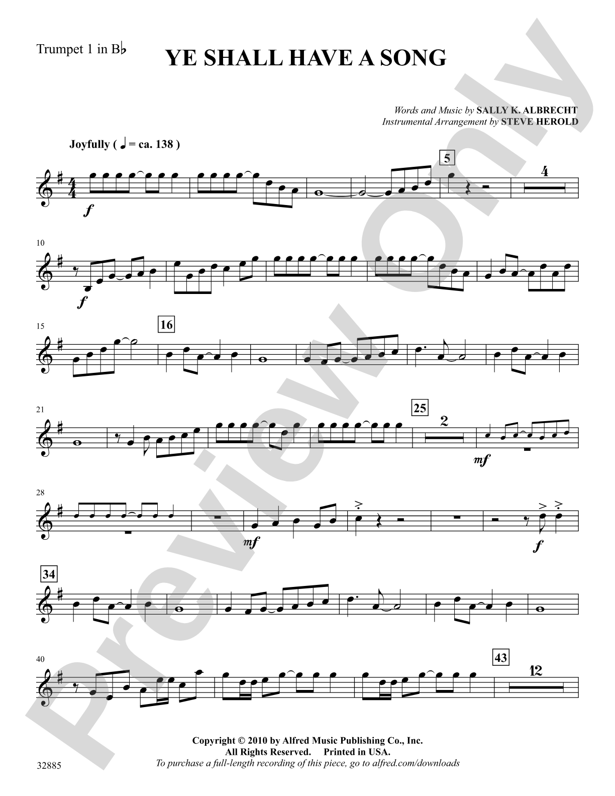 Ye Shall Have a Song: 1st B-flat Trumpet: Choral SoundPax
