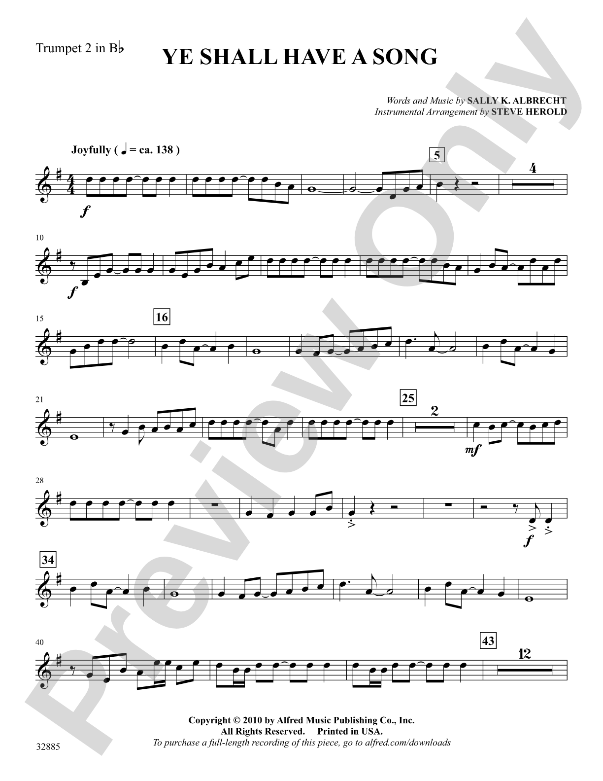 Ye Shall Have a Song: 2nd B-flat Trumpet: Choral SoundPax