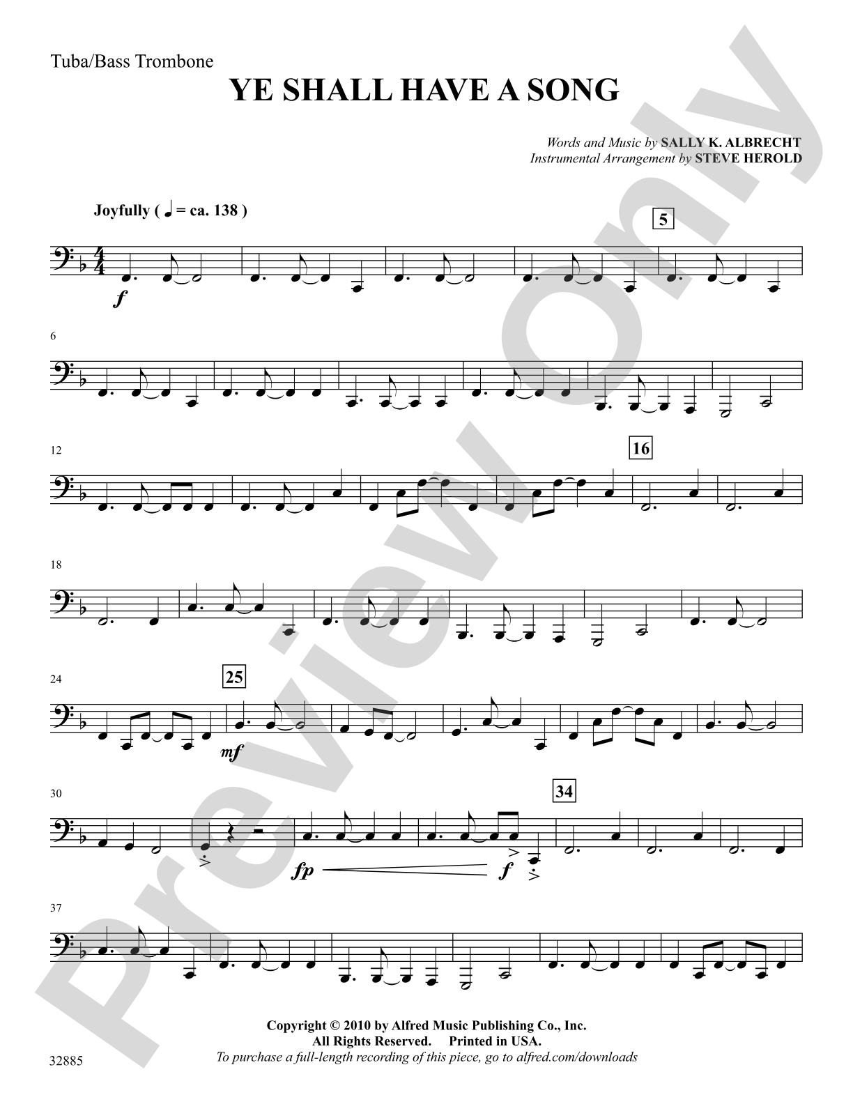 Ye Shall Have a Song: Tuba: Choral SoundPax