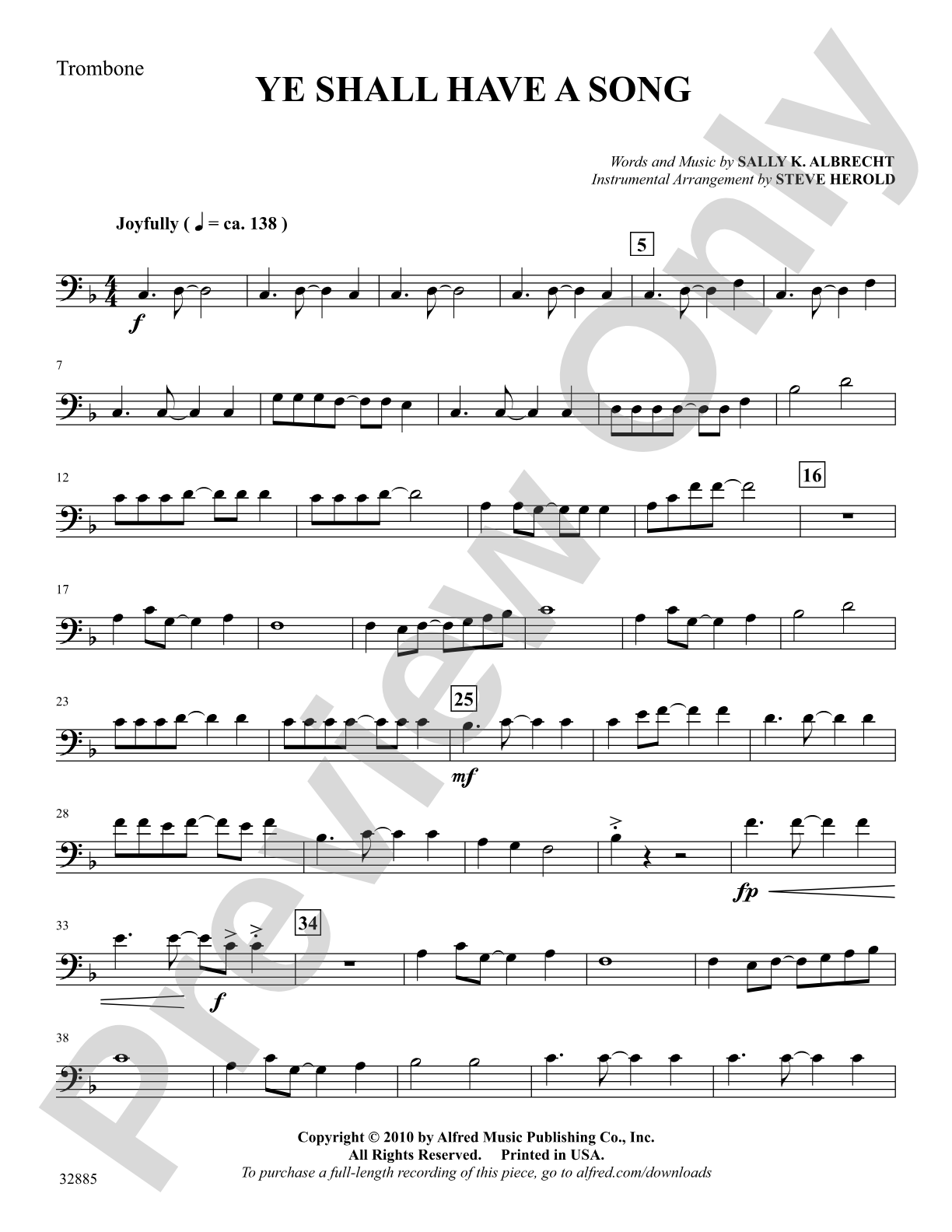 Ye Shall Have a Song: 1st Trombone: Choral SoundPax