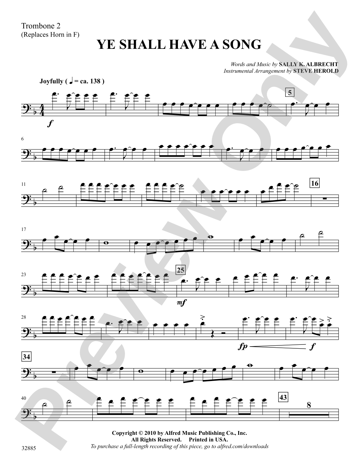 Ye Shall Have a Song: 2nd Trombone: Choral SoundPax