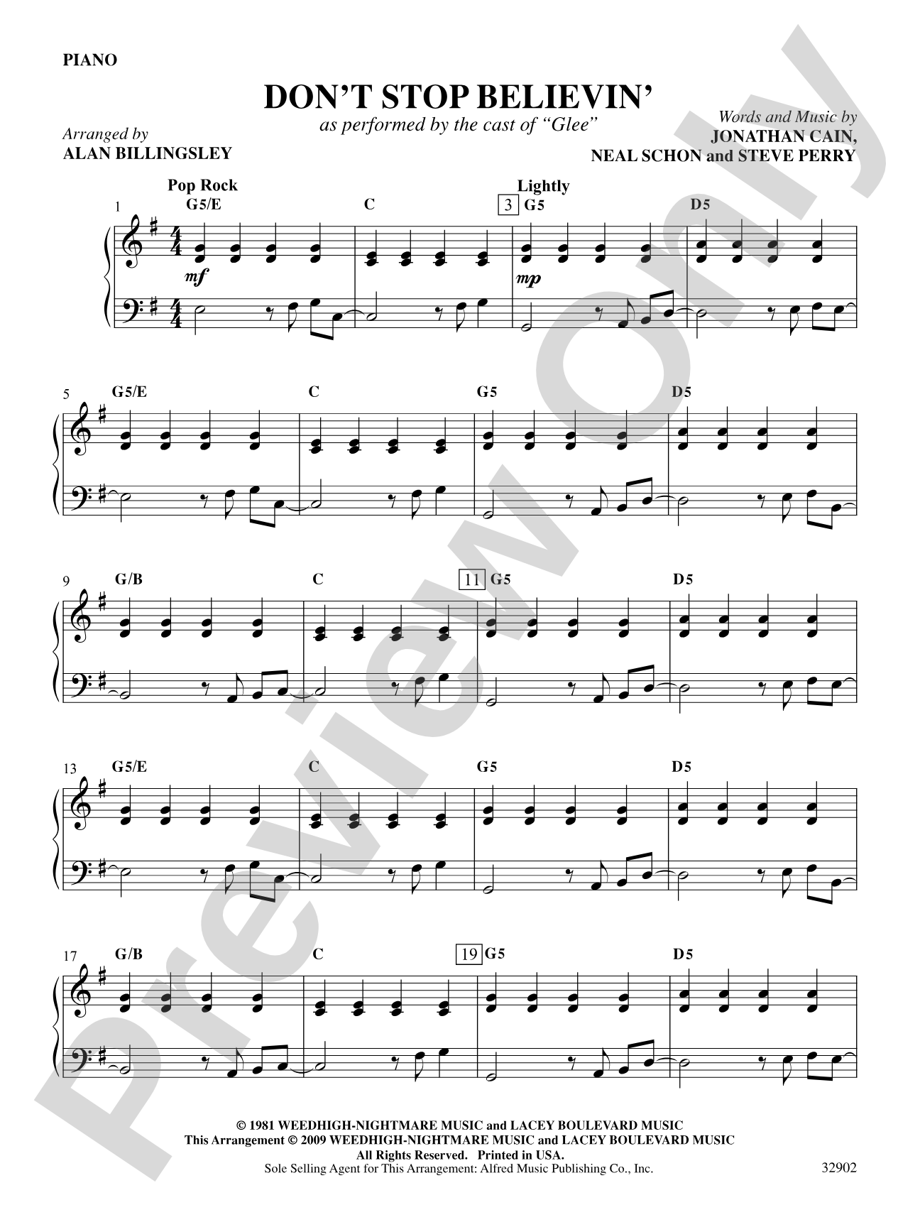 Don't Stop Believin': Piano Accompaniment: Choral SoundPax