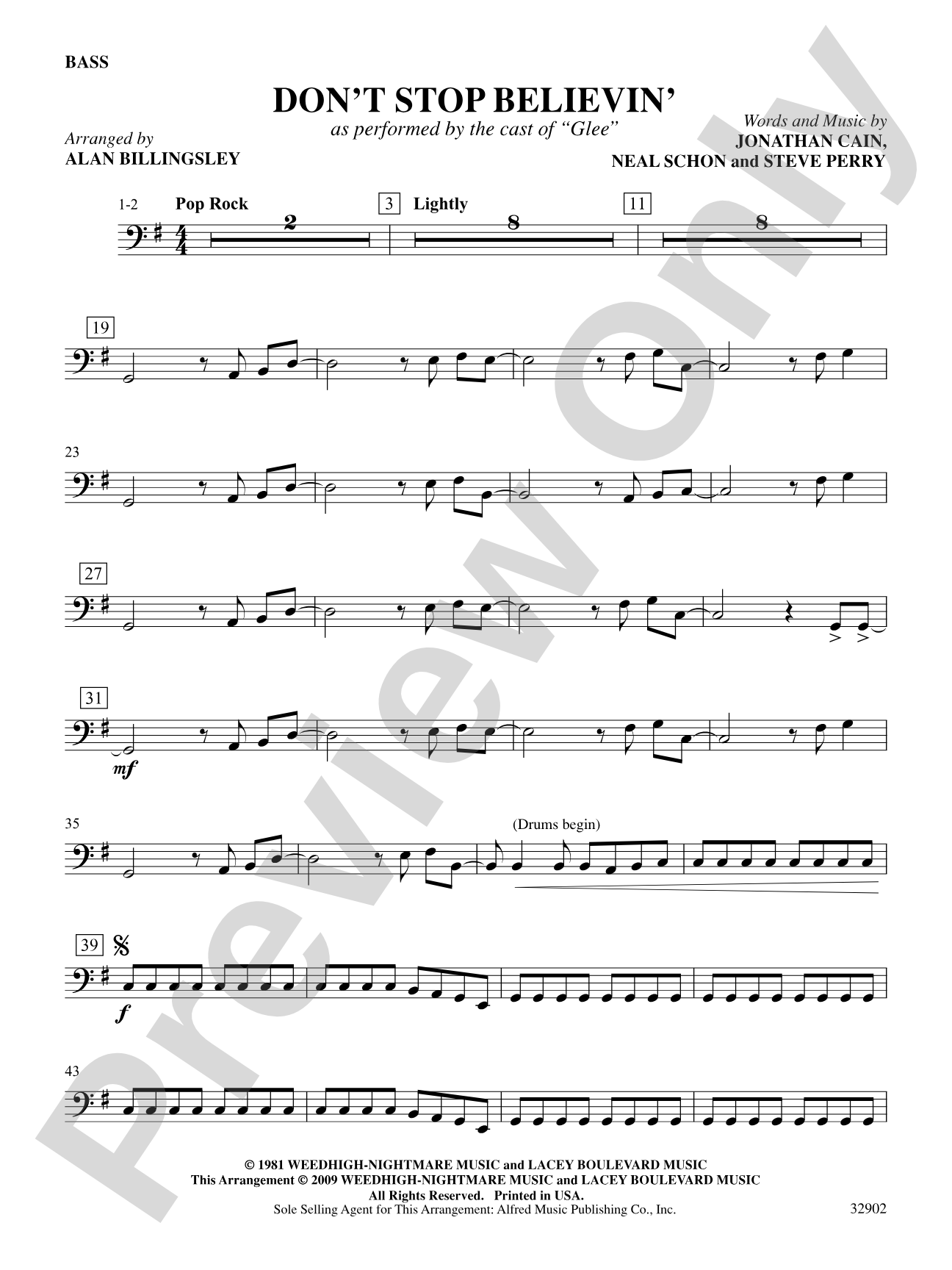 Don't Stop Believin': String Bass: Choral SoundPax