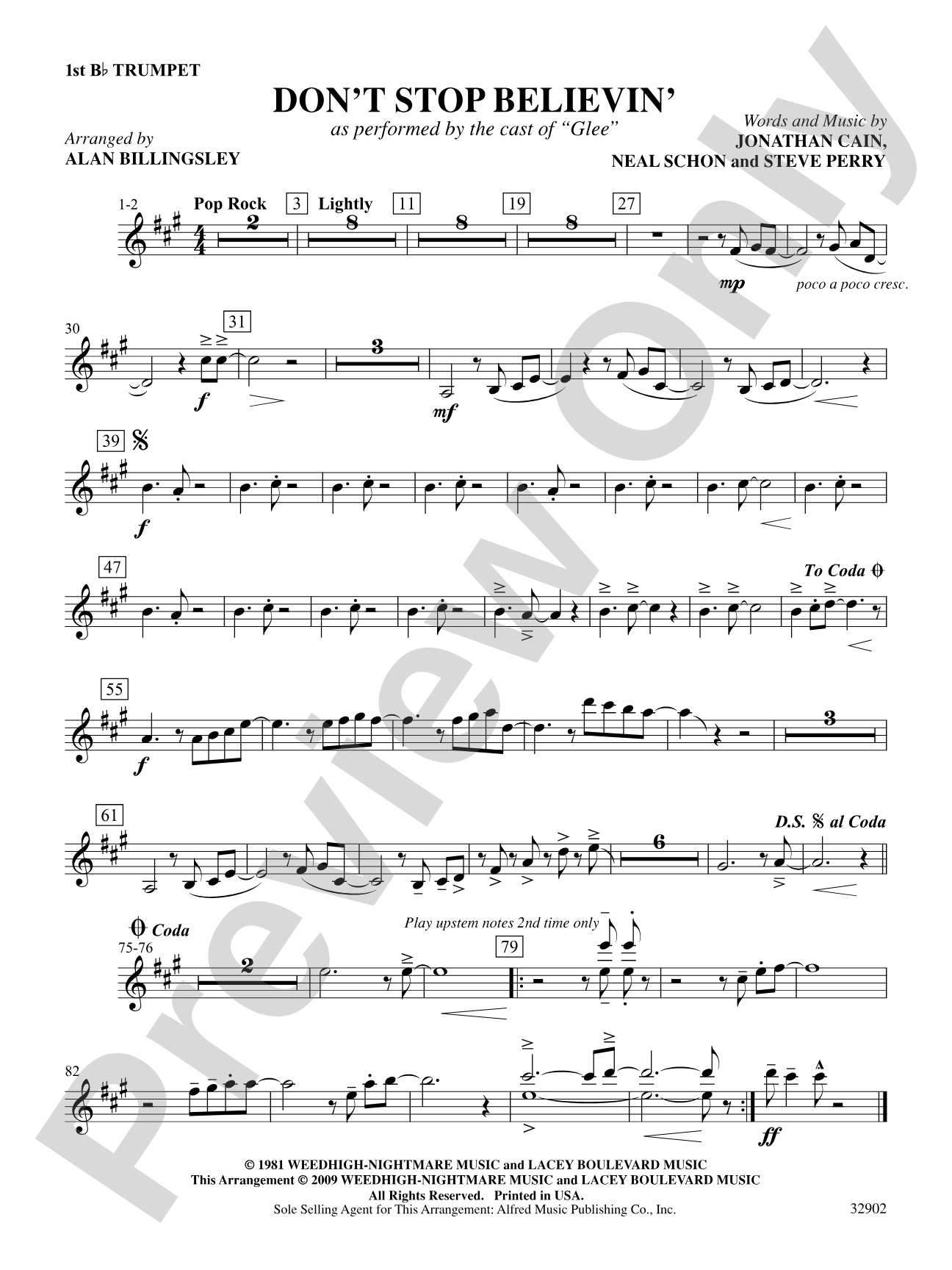 Don't Stop Believin': 1st B-flat Trumpet: Choral SoundPax