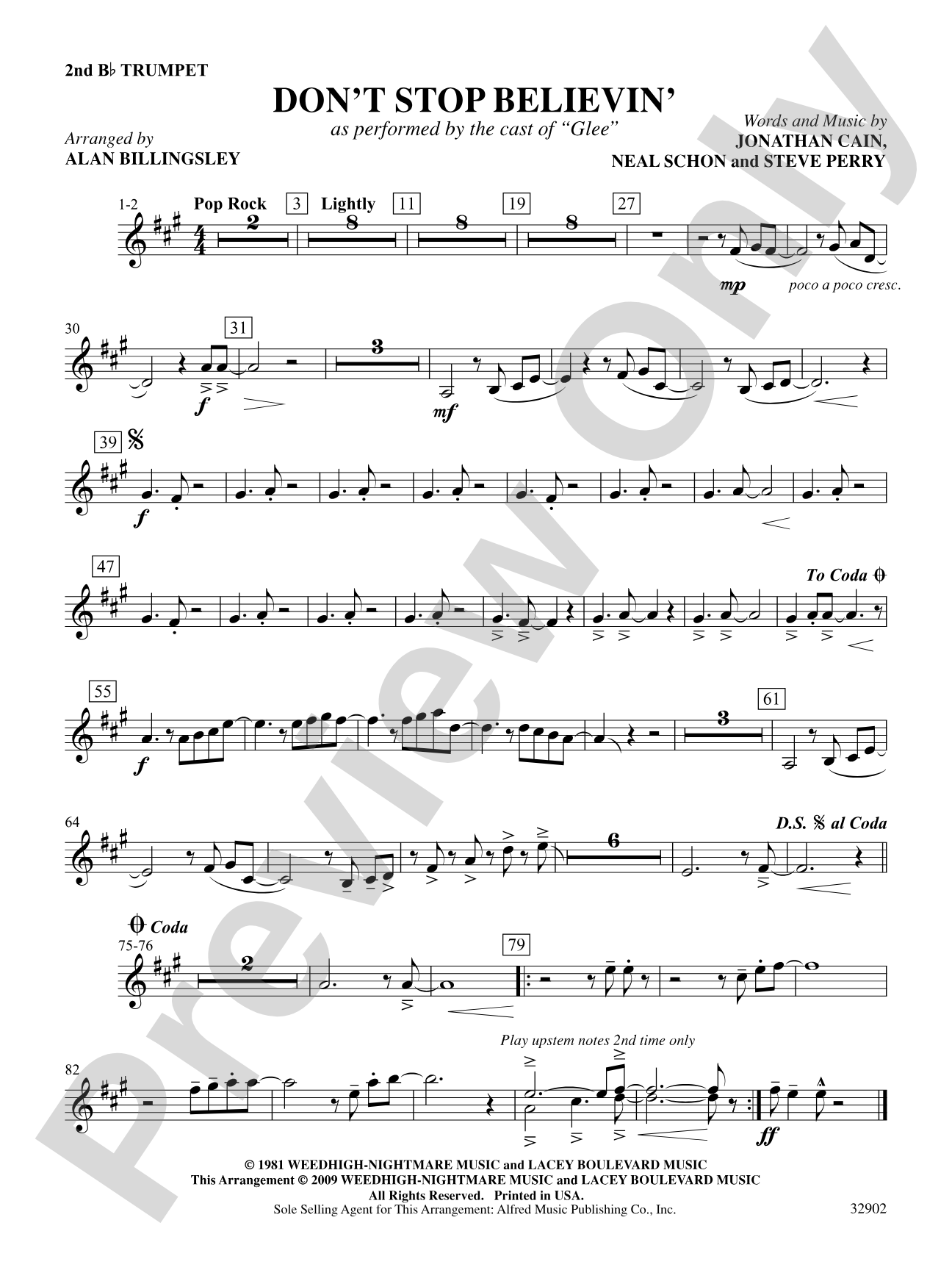 Don't Stop Believin': 2nd B-flat Trumpet: Choral SoundPax