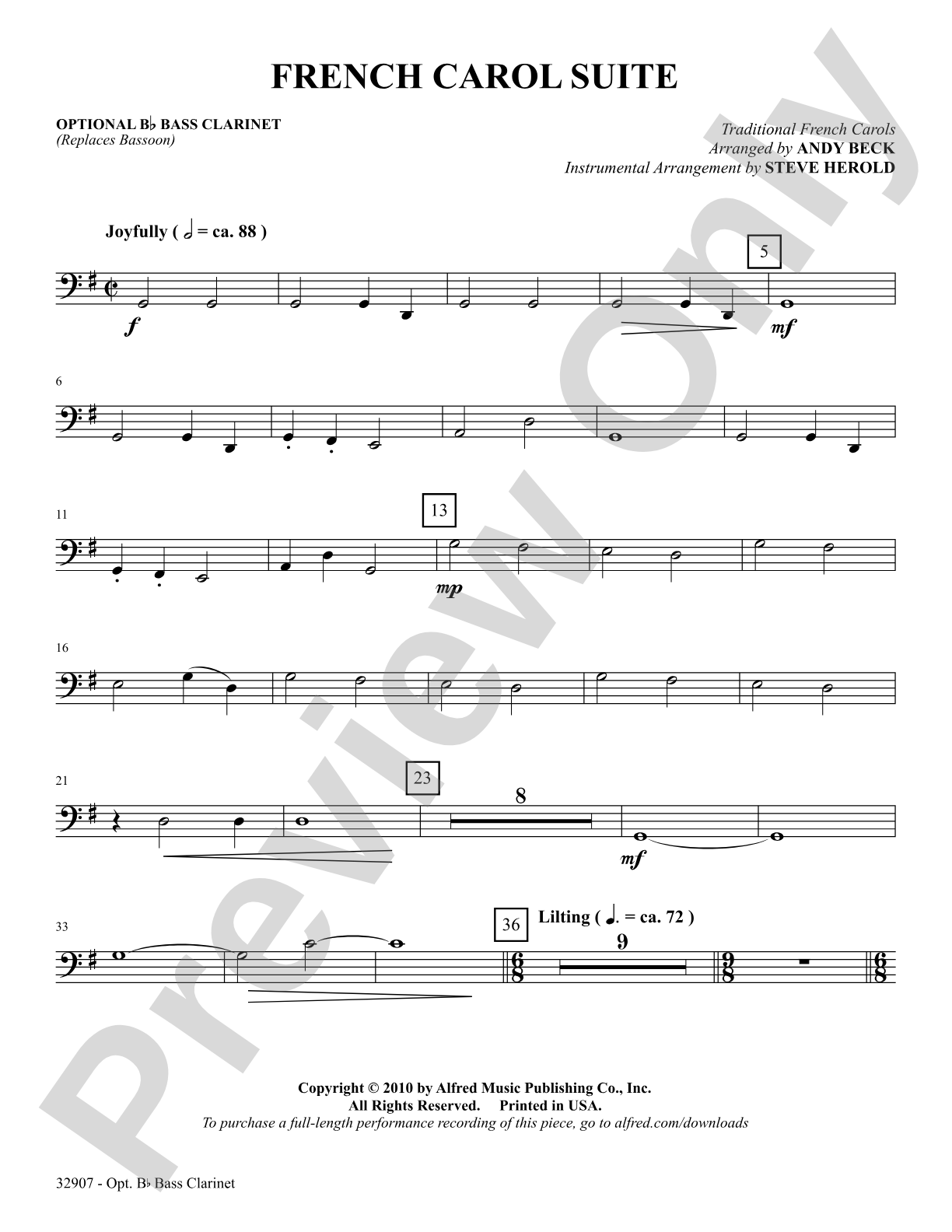 A French Carol Suite: B-flat Bass Clarinet: Choral SoundPax