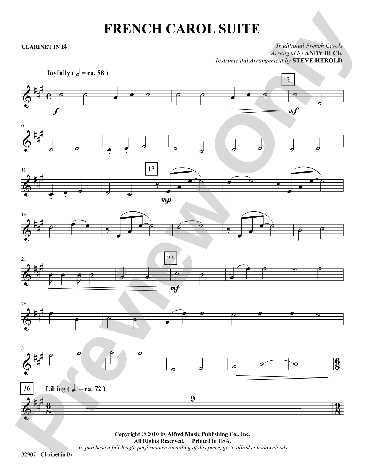 A French Carol Suite: 1st B-flat Clarinet: Choral SoundPax