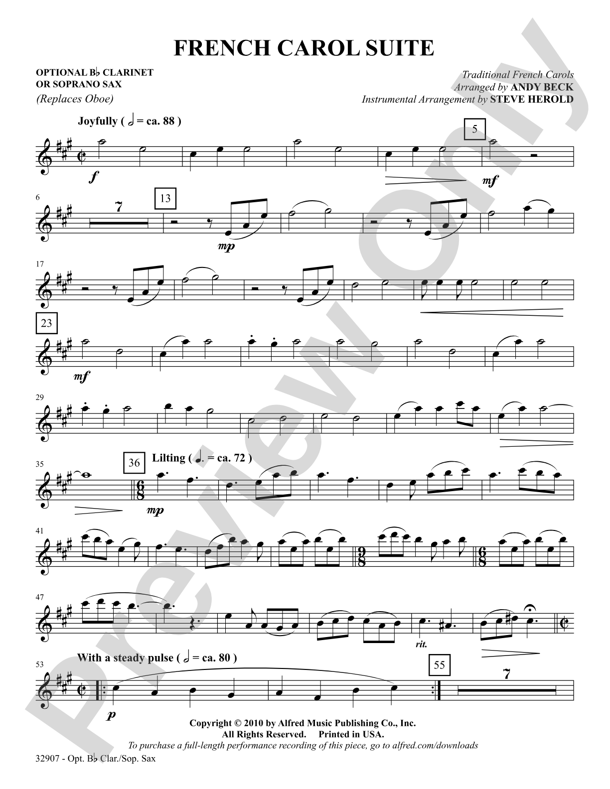 A French Carol Suite: 2nd B-flat Clarinet: Choral SoundPax