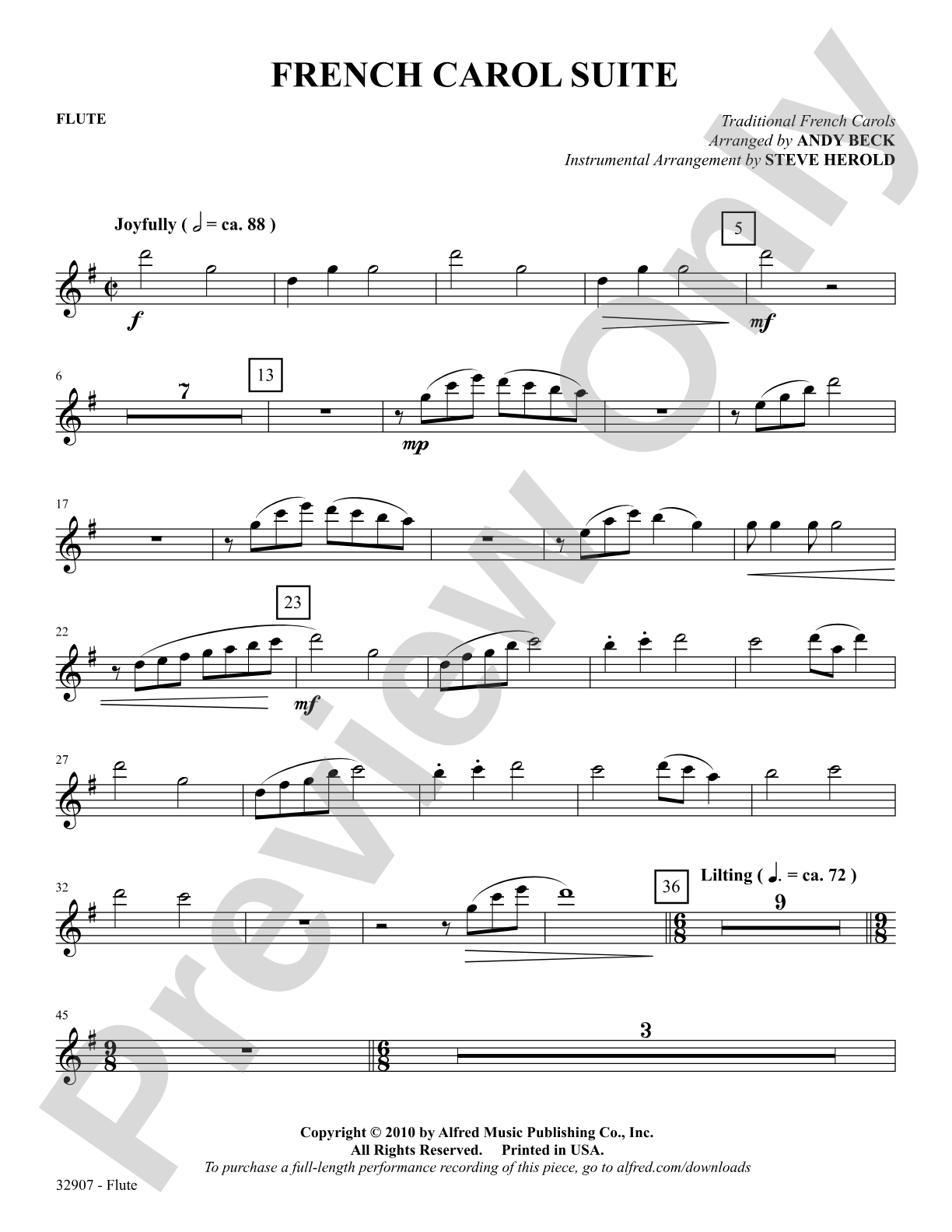 A French Carol Suite: Flute: Choral SoundPax