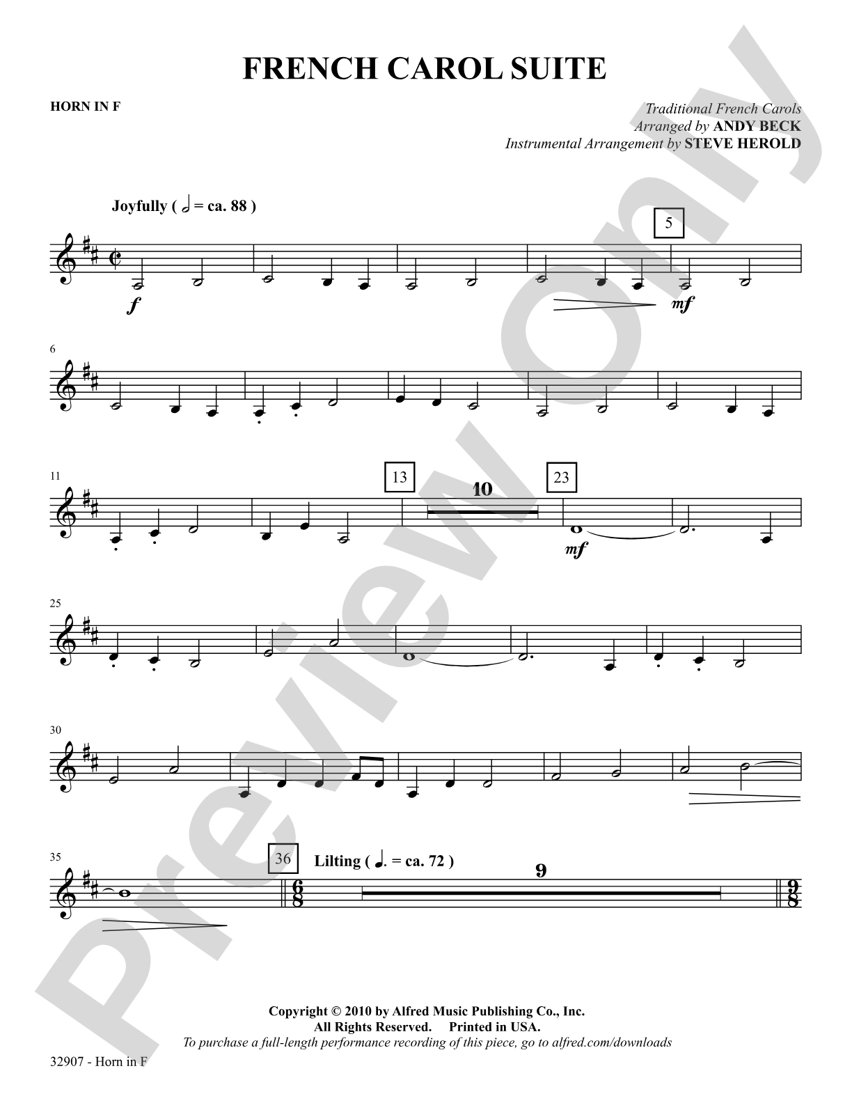 A French Carol Suite: 1st F Horn: Choral SoundPax