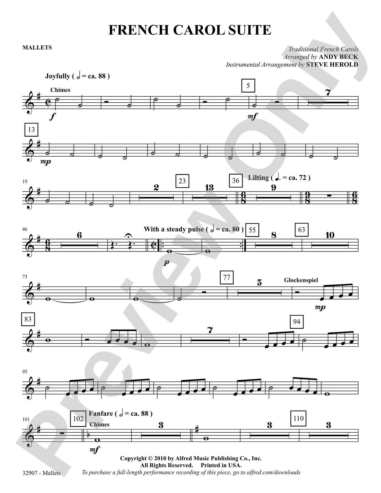 A French Carol Suite: Mallets: Choral SoundPax