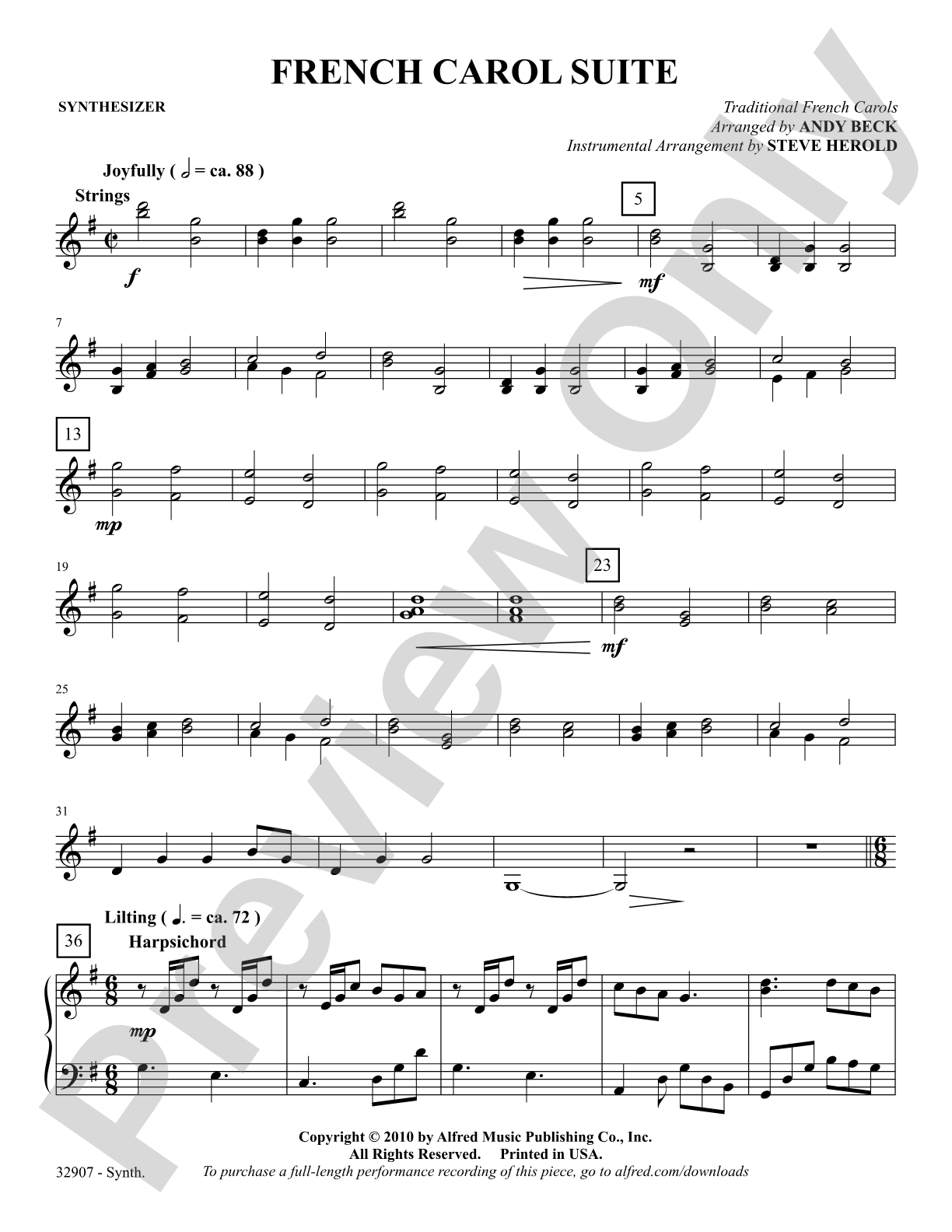 A French Carol Suite: Synthesizer: Choral SoundPax