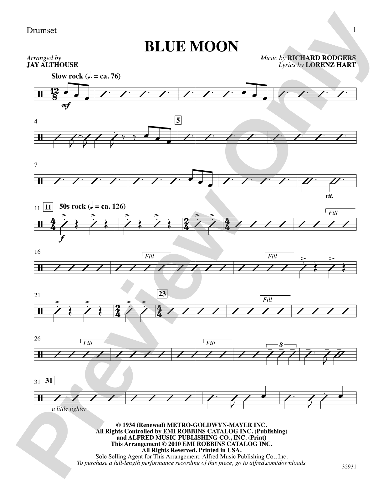 Blue Moon: Drums: Choral SoundPax